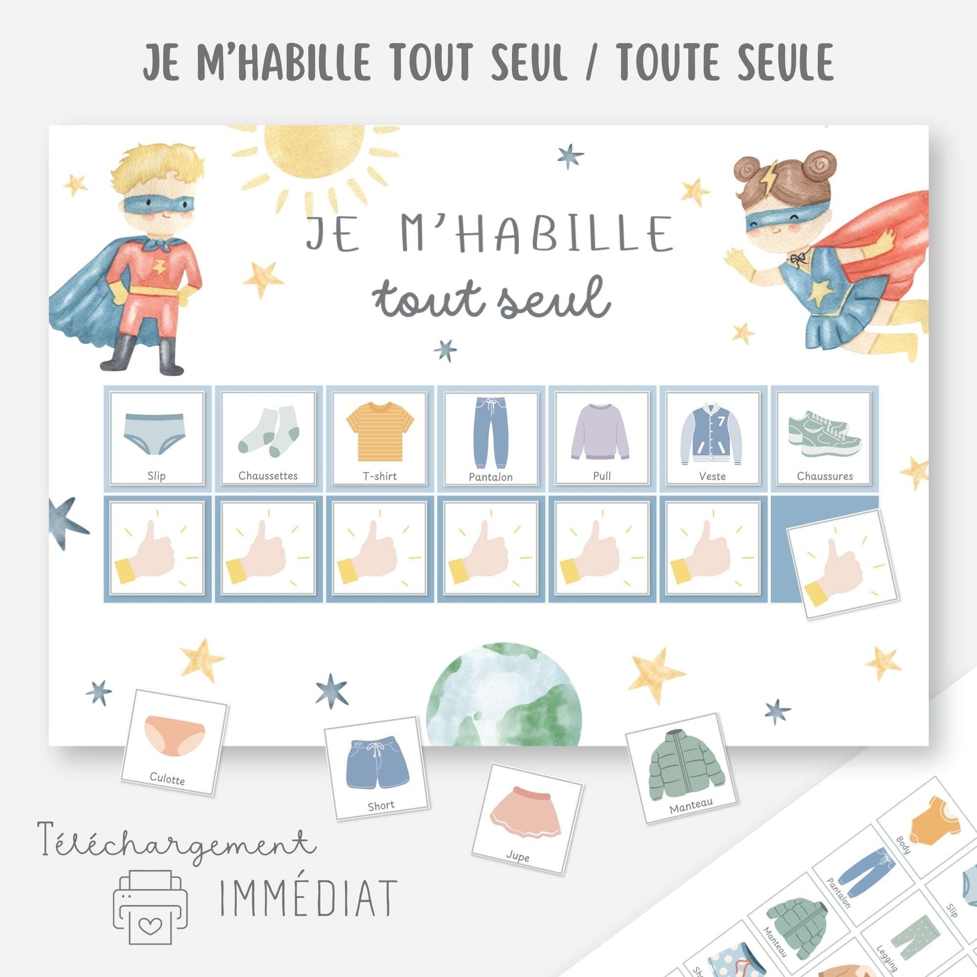 Tableau habillage - Je m'habille seul Little Cabane