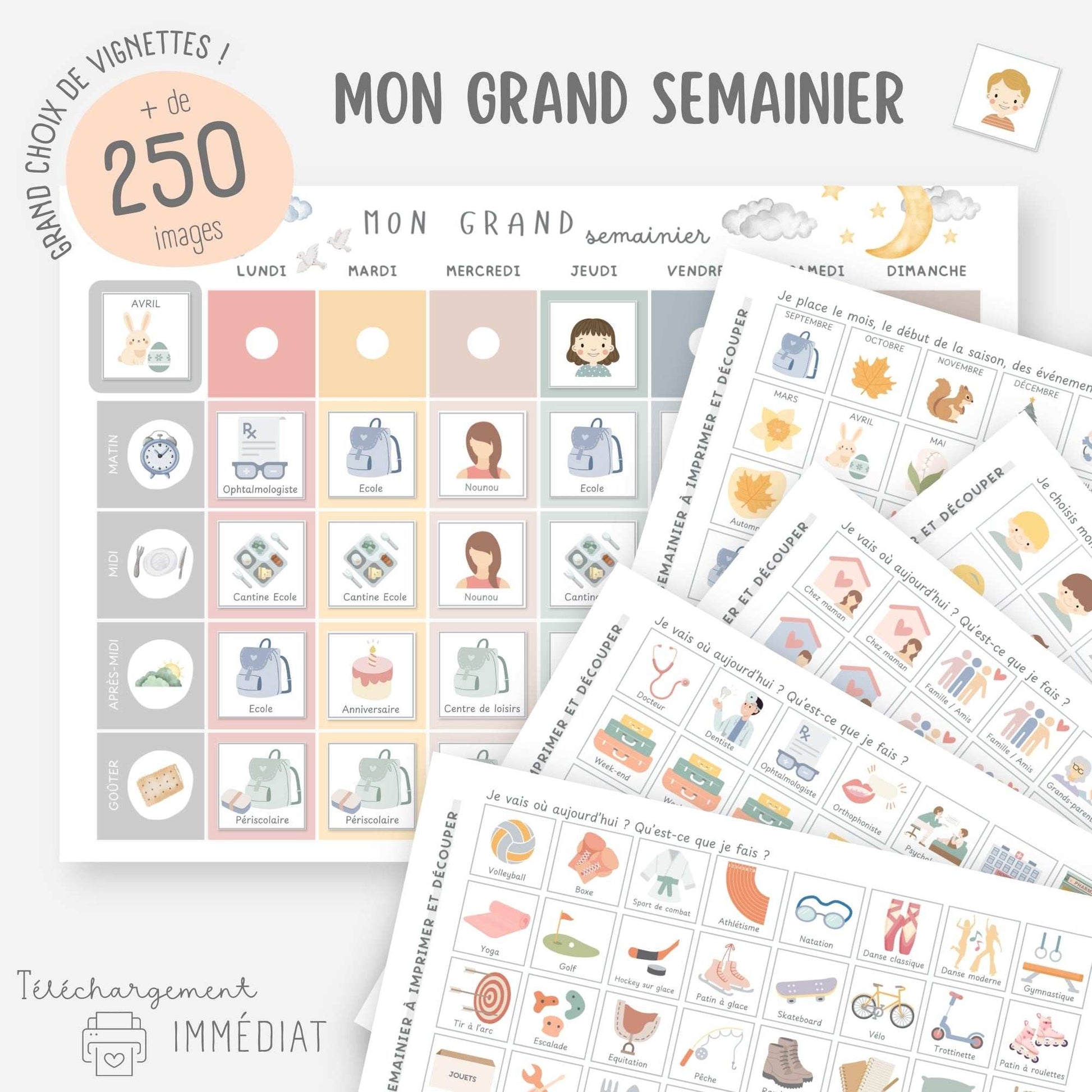 Mon grand semainier, 250 vignettes Little Cabane