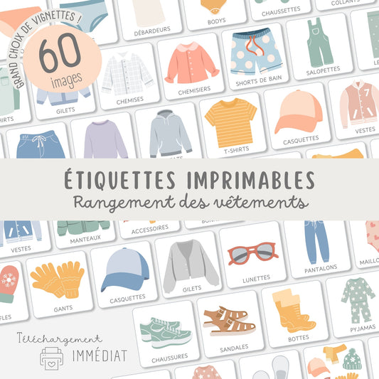 Etiquettes rangement des vêtements enfant Little Cabane