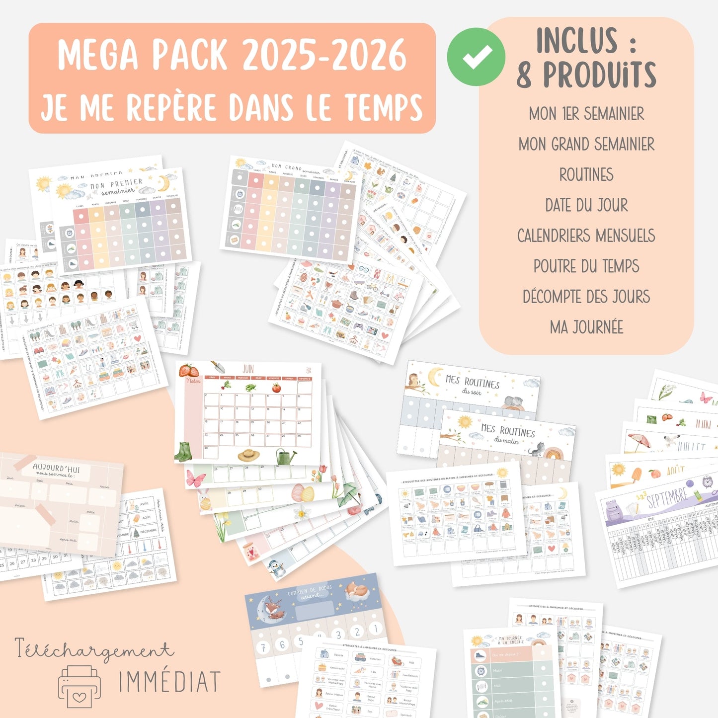 Pack Se repérer dans le temps, Semainiers et Routines Little Cabane