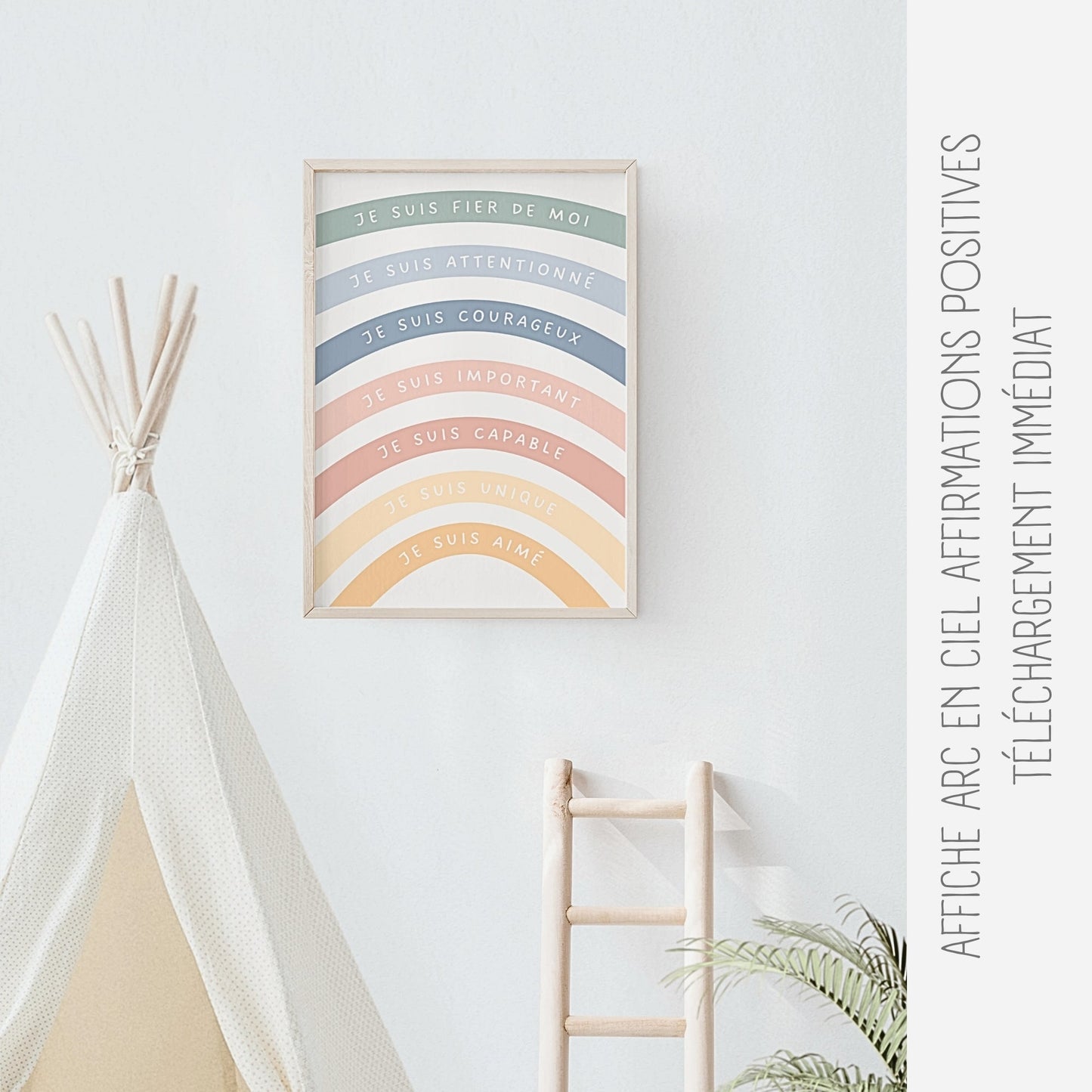 Affiche affirmations positives arc en ciel Little Cabane