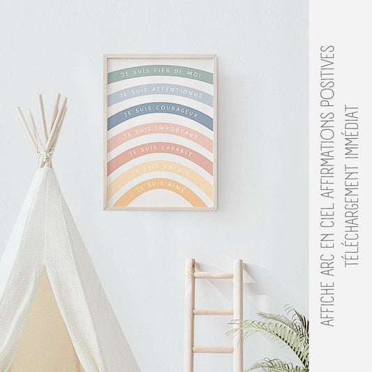 Affiche affirmations positives arc en ciel Little Cabane