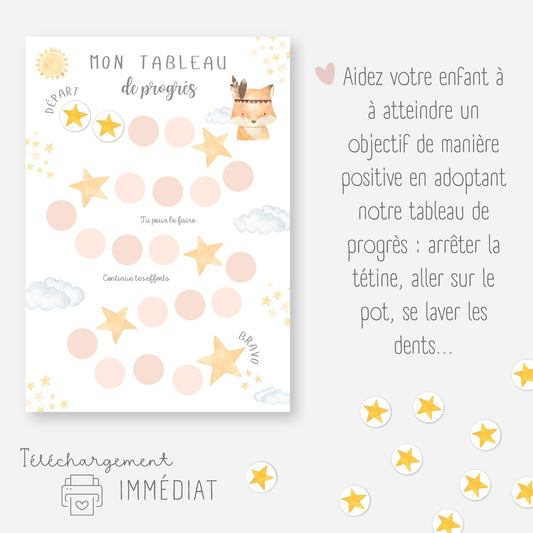 Affiche de progrès enfant - Je progresse Little Cabane