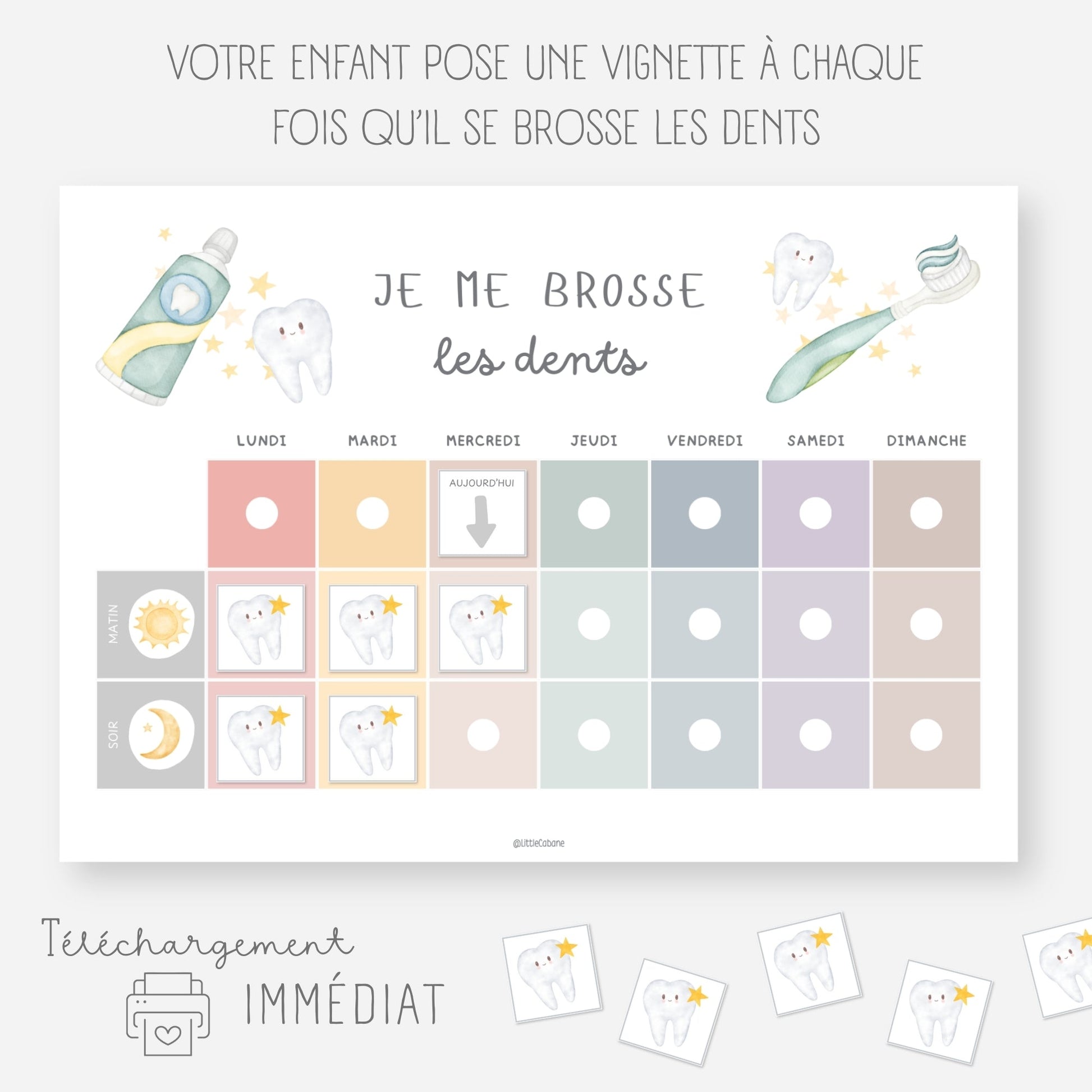 Tableau brossage des dents - Je me brosse les dents Little Cabane