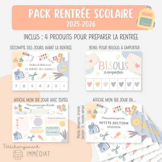 Affiche premier jour d'école, Pack rentrée scolaire - Little Cabane