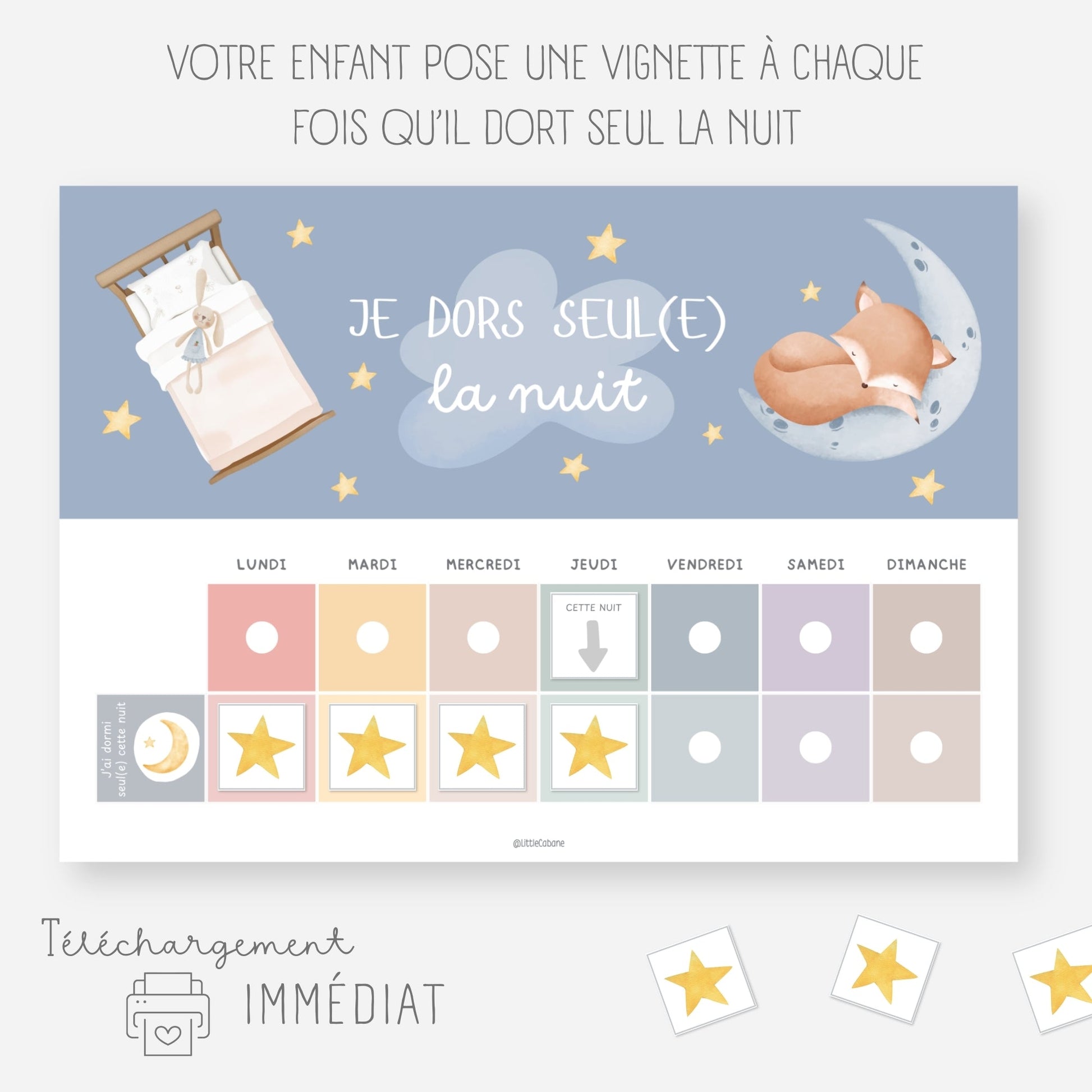 Tableau de motivation pour dormir seul la nuit - Je dors seul Little Cabane