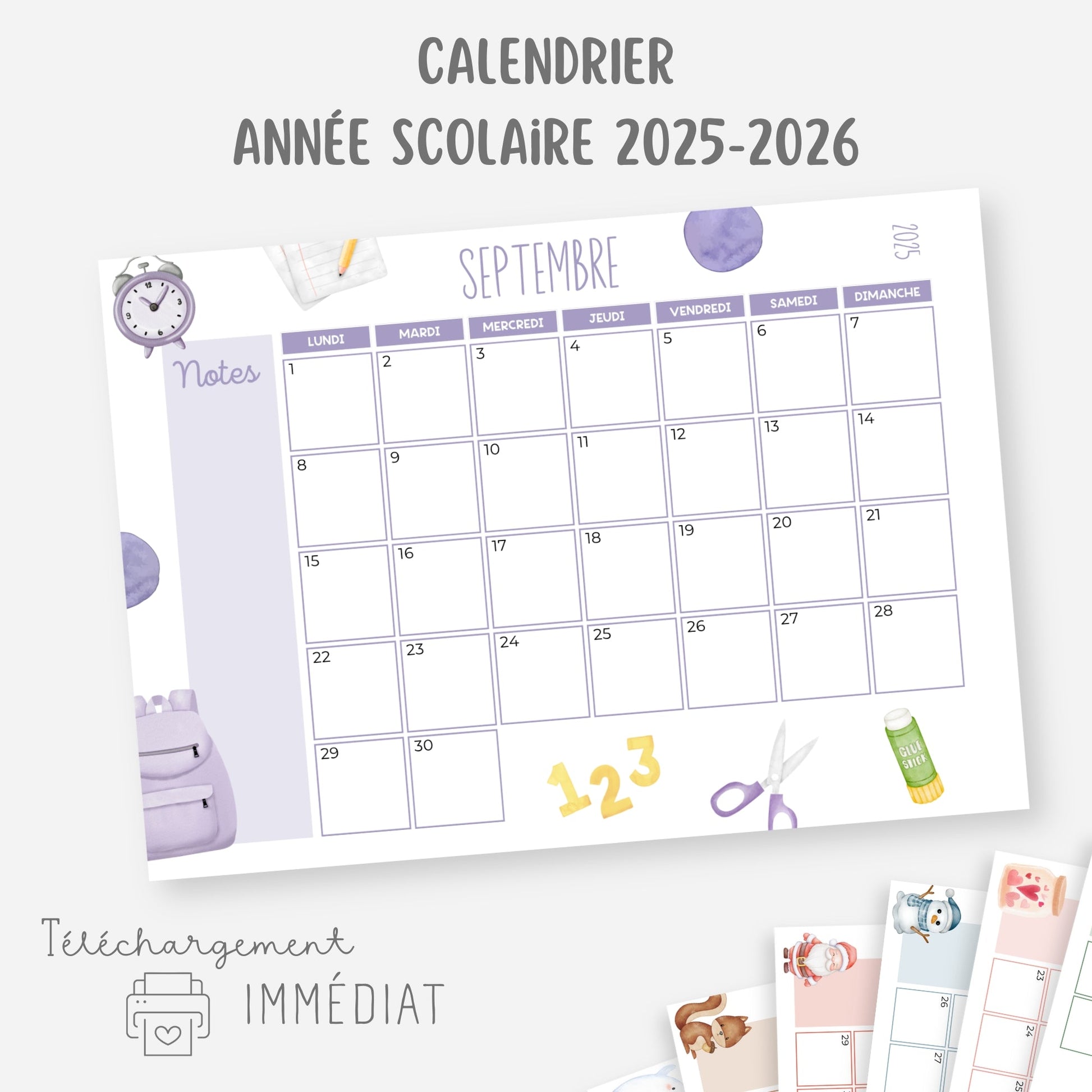 Calendrier 2025-2026 mensuel Little Cabane