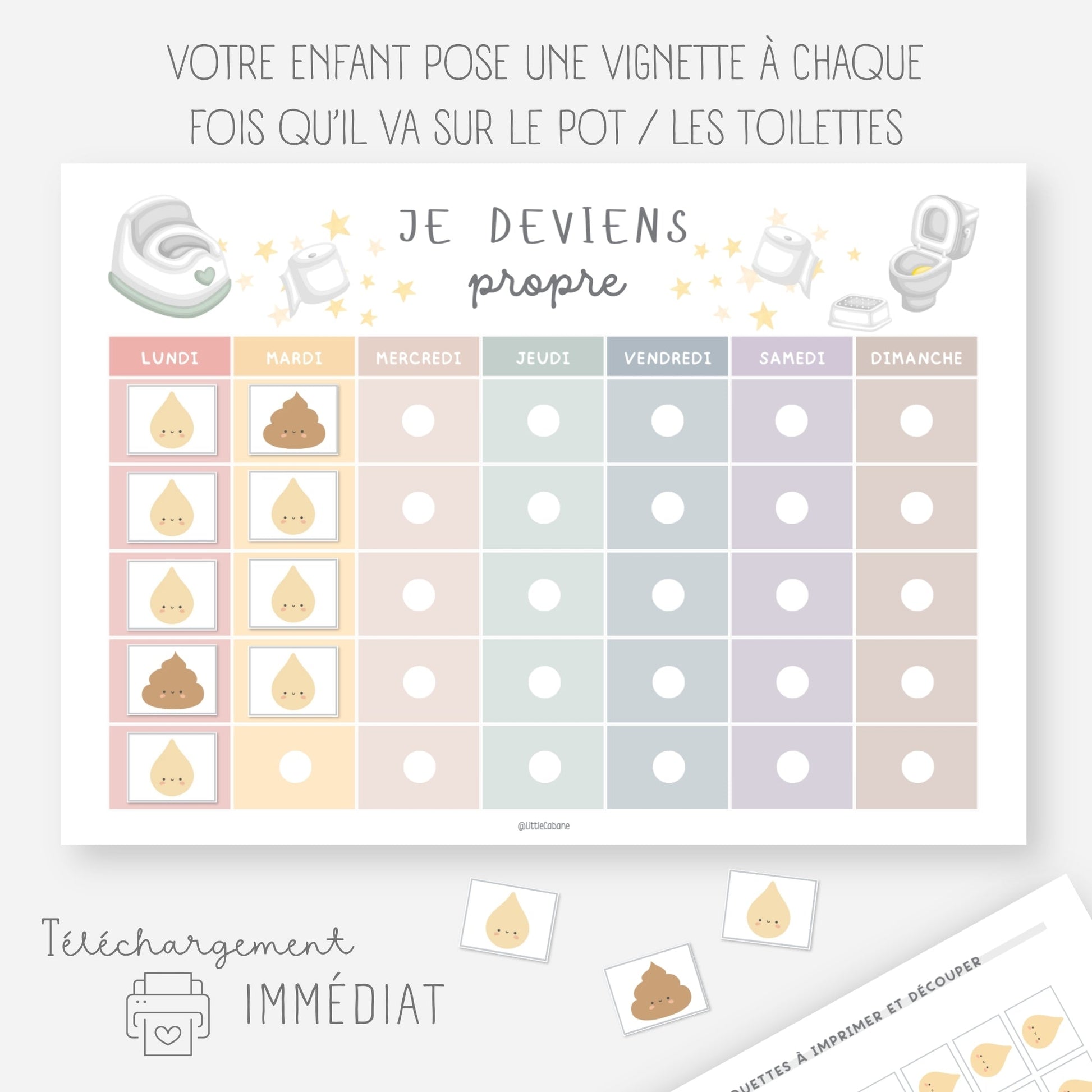Tableau de propreté - Je vais sur le pot Little Cabane