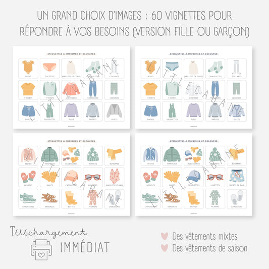 Etiquettes rangement des vêtements enfant Little Cabane