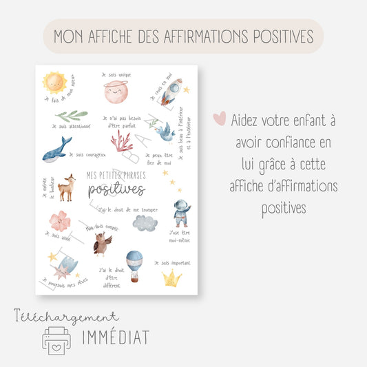 Affiche affirmations positives Little Cabane
