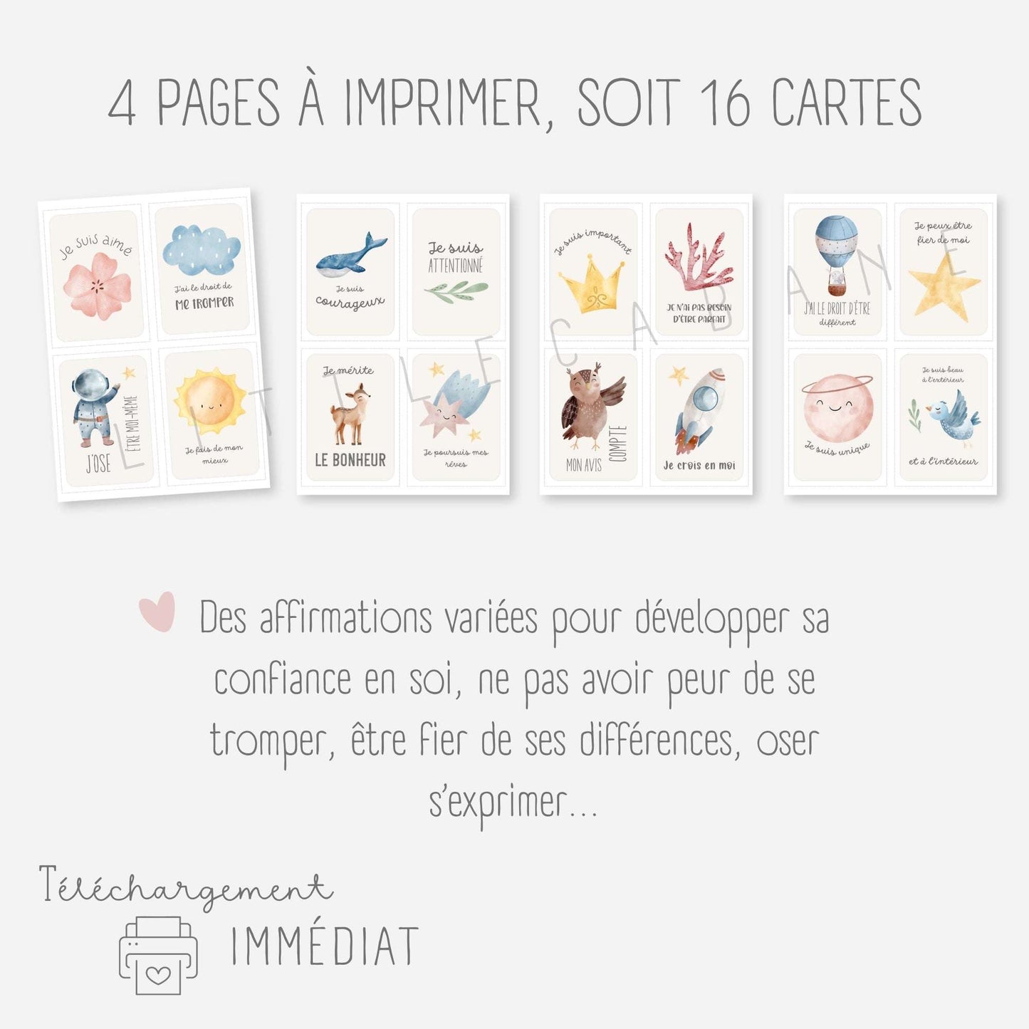 Mes cartes d'affirmations positives Little Cabane