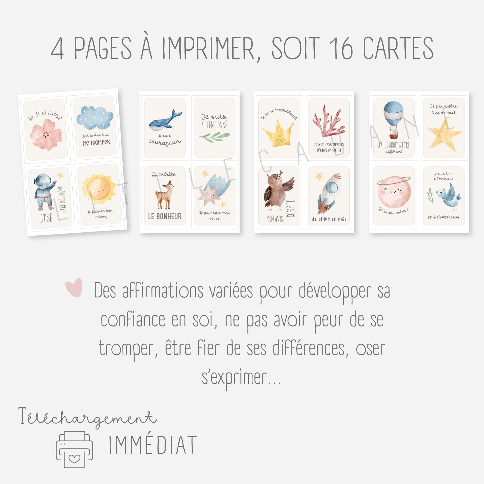 Mes cartes d'affirmations positives Little Cabane