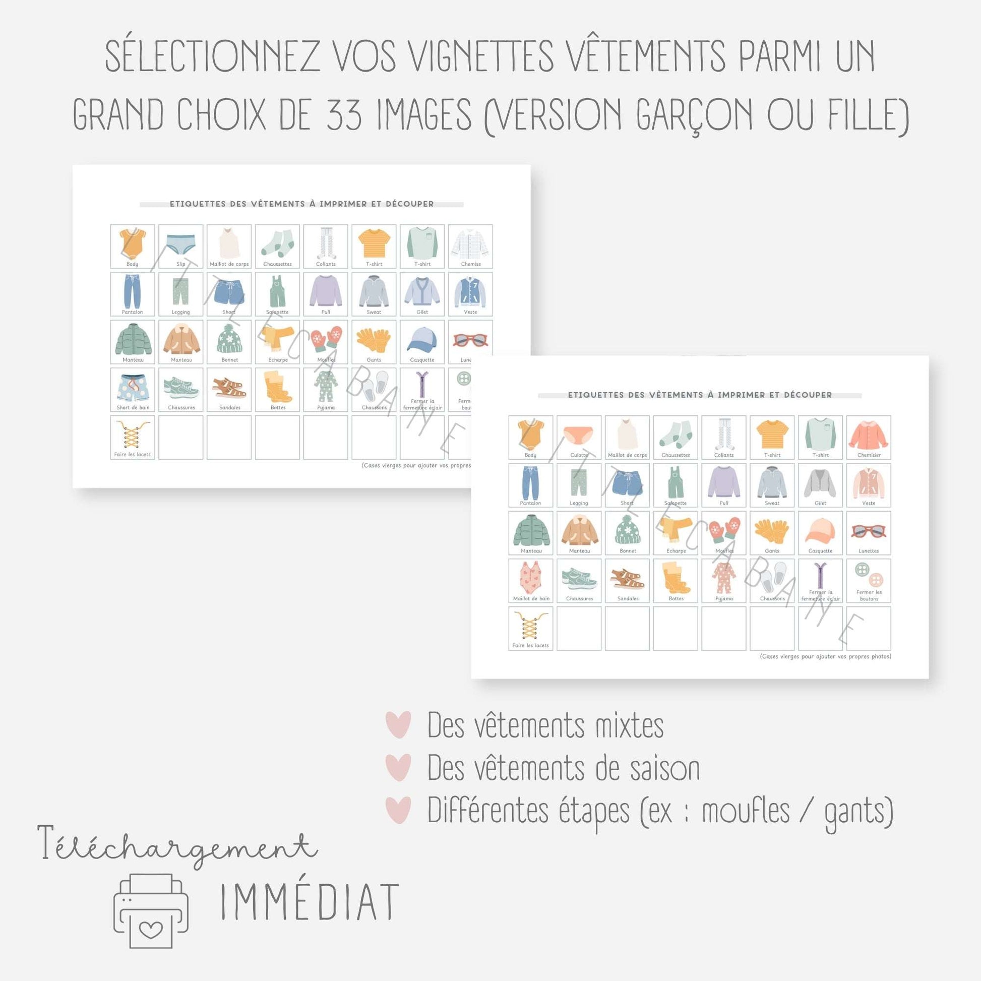Tableau habillage - Je m'habille seul Little Cabane