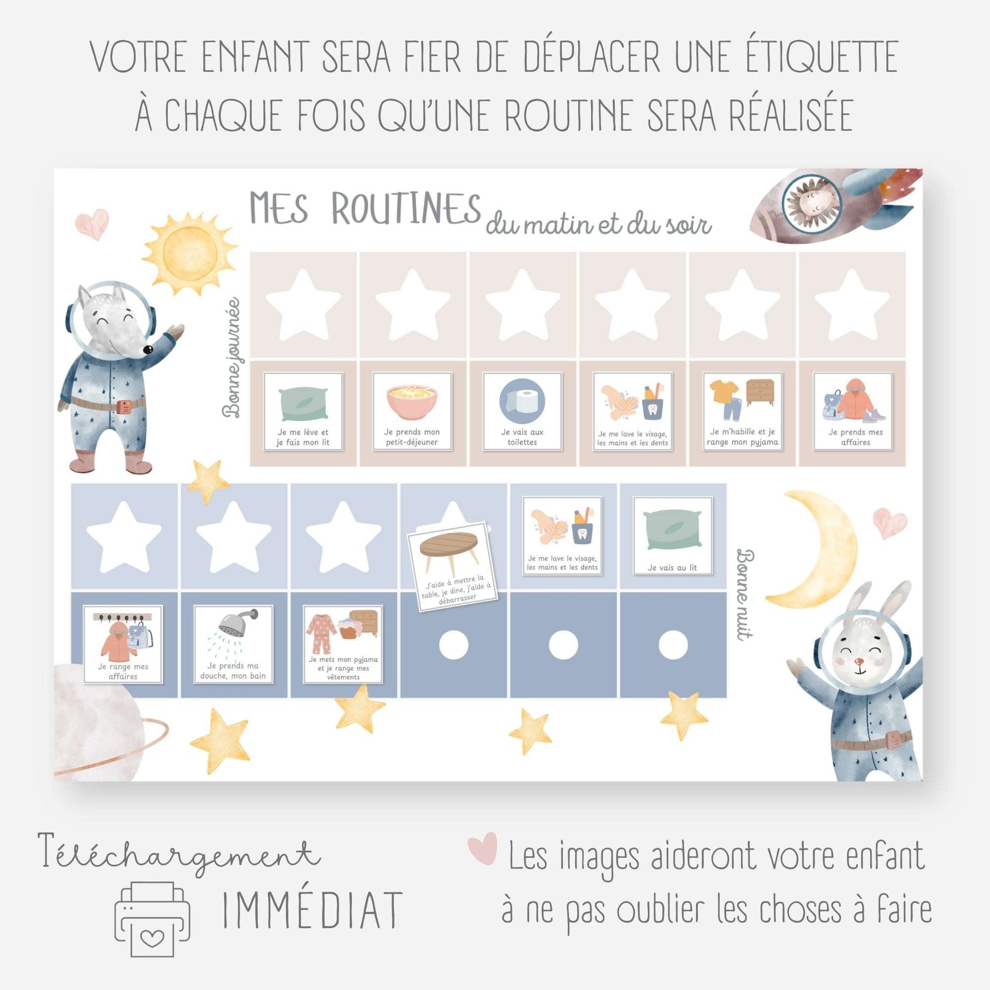 Mon tableau des routines - Espace Little Cabane