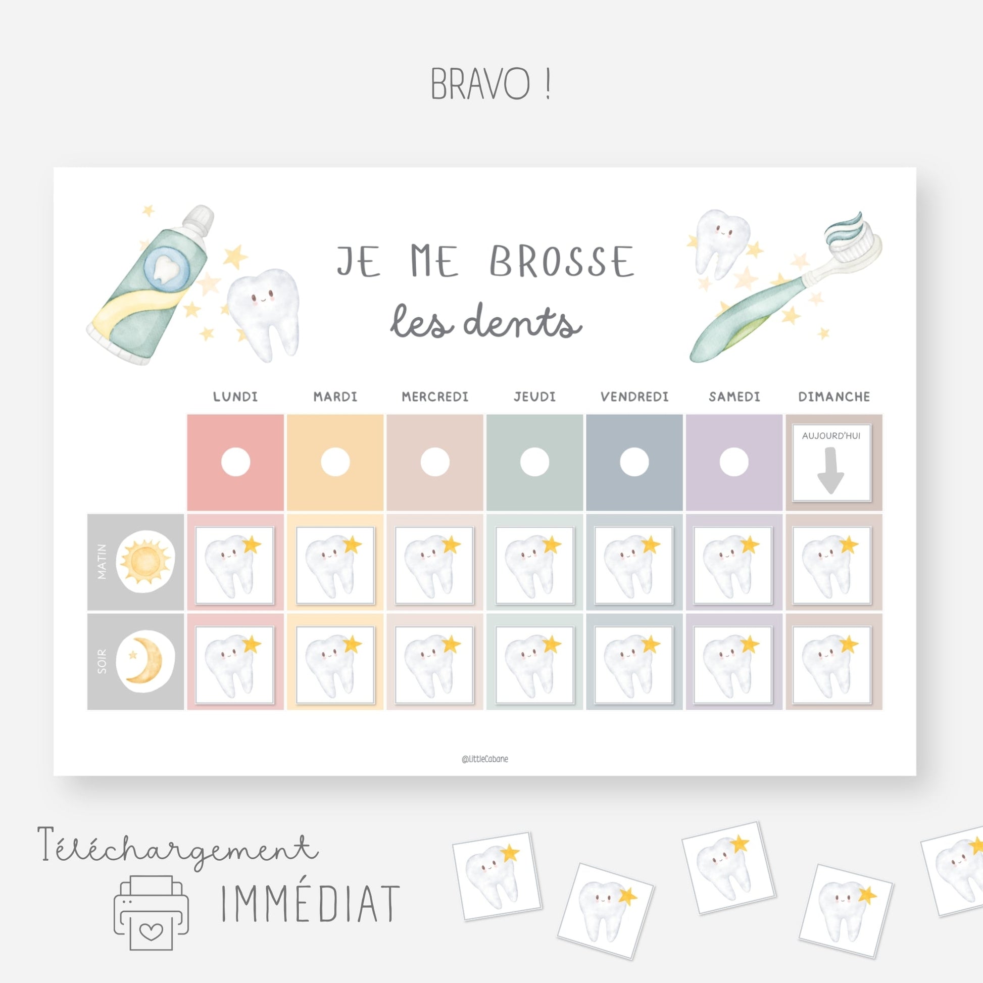Tableau brossage des dents - Je me brosse les dents Little Cabane