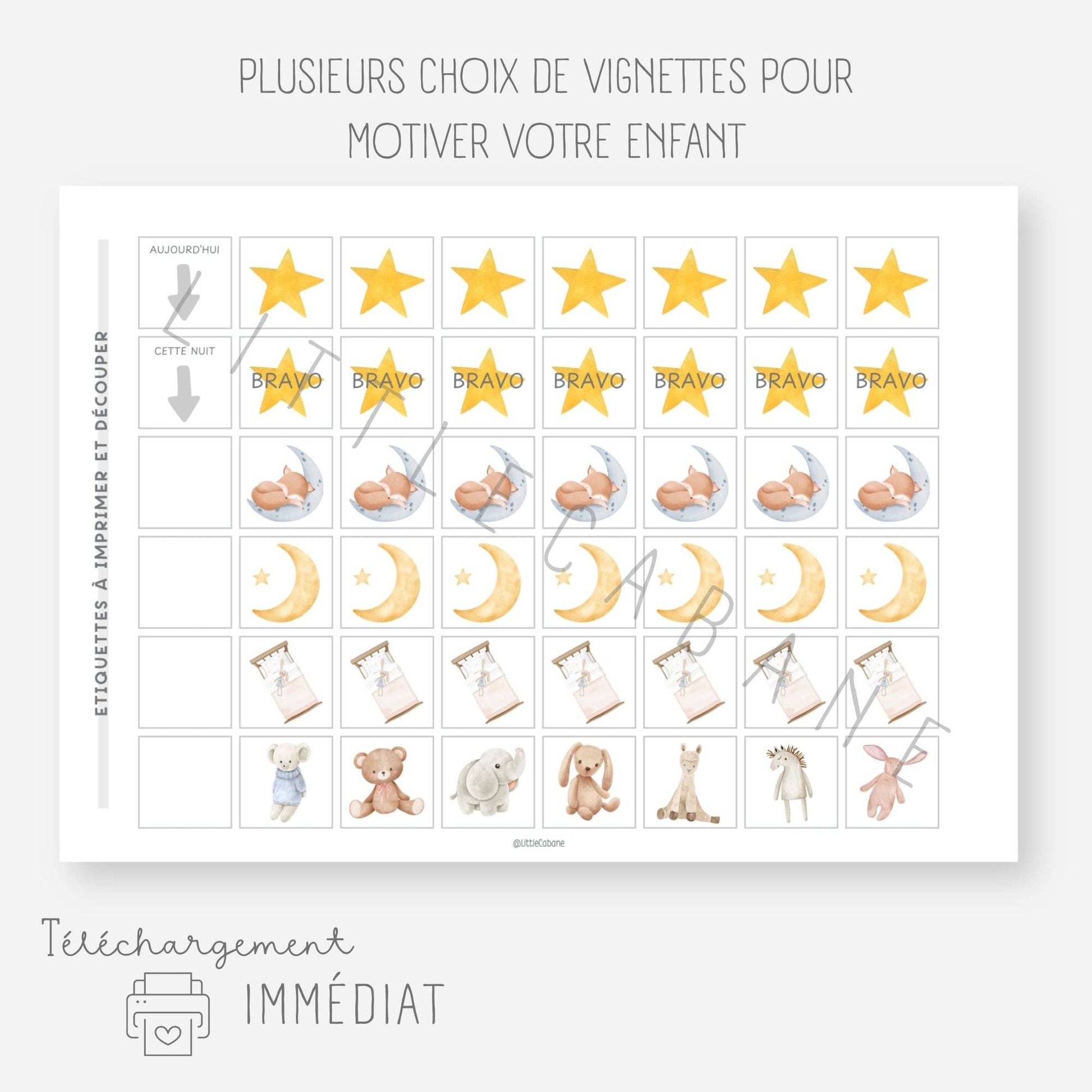 Tableau de motivation pour dormir seul la nuit - Je dors seul Little Cabane