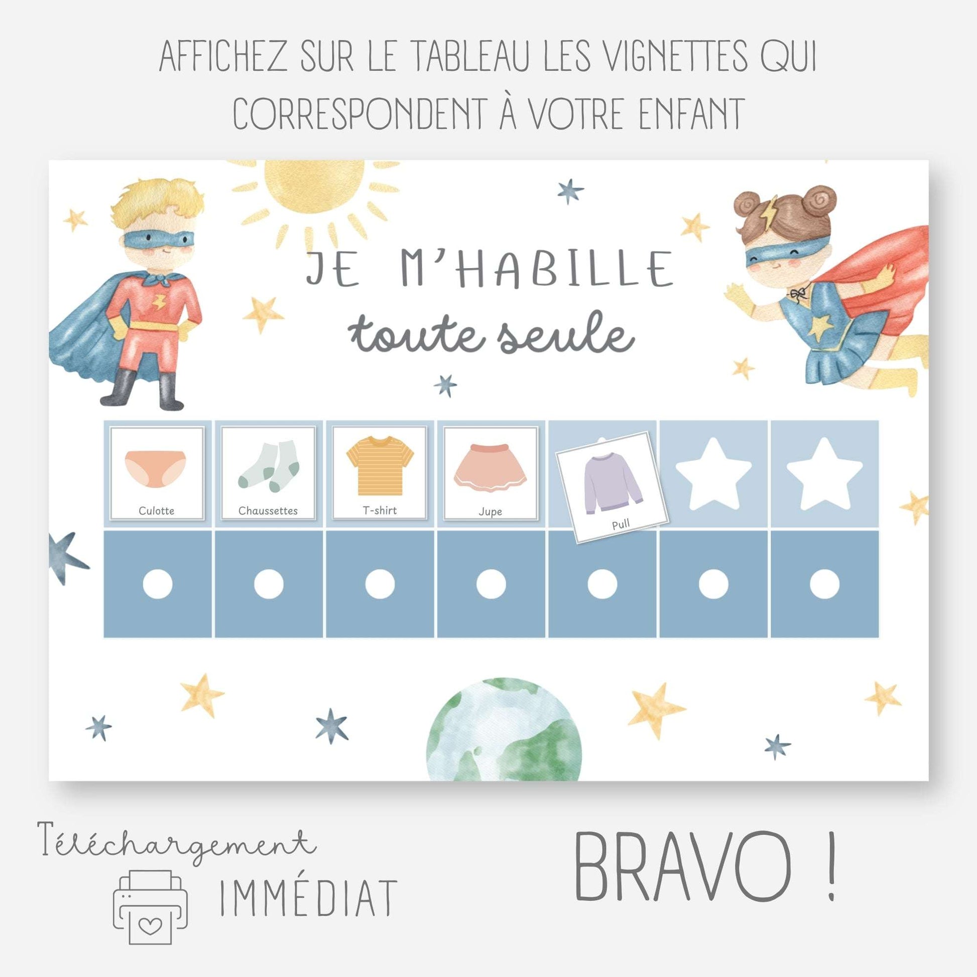 Tableau habillage - Je m'habille seul Little Cabane
