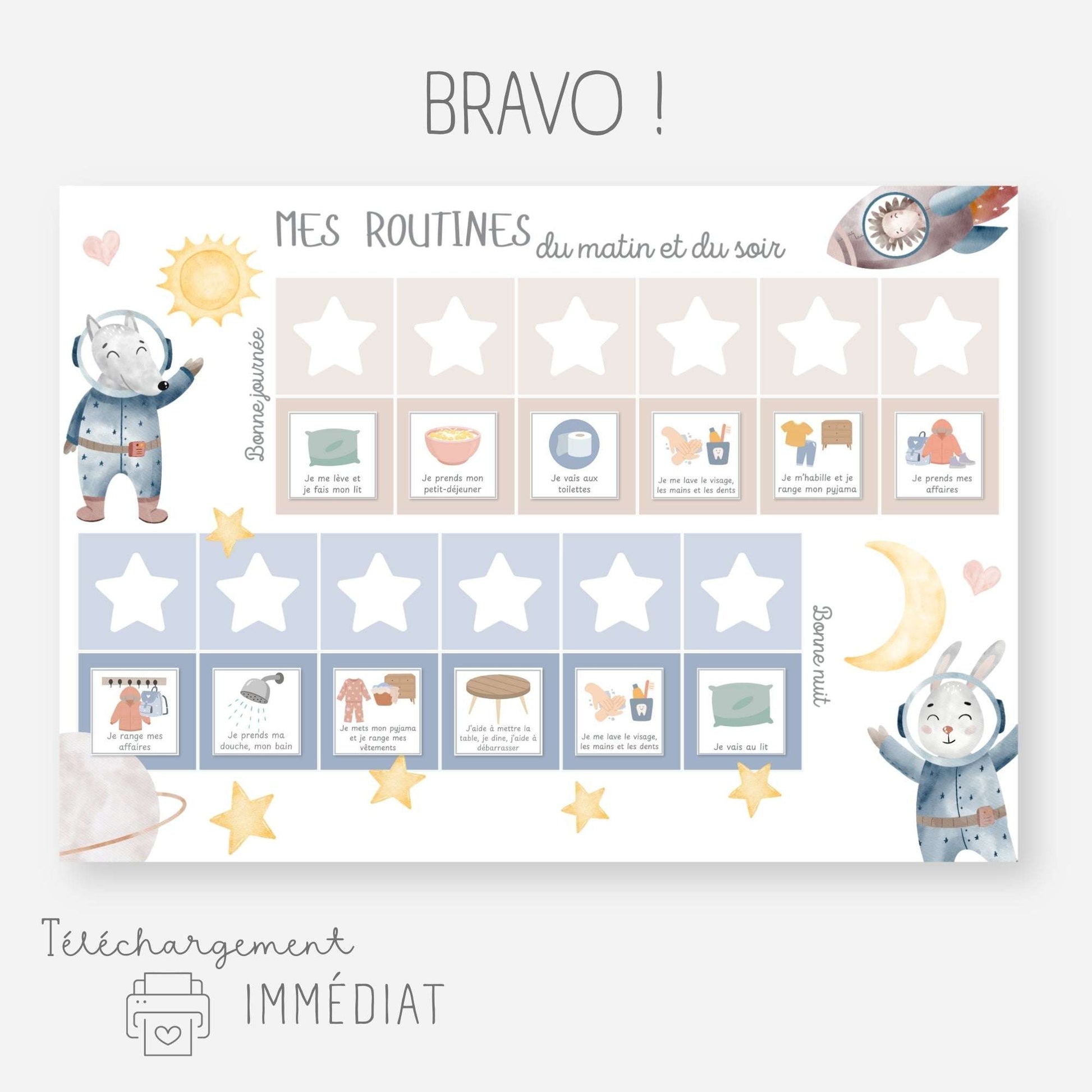 Mon tableau des routines - Espace Little Cabane