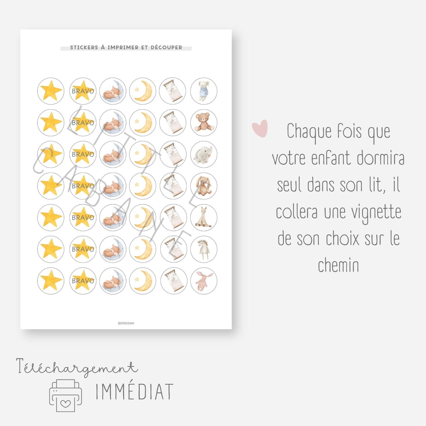 Affiche du sommeil en autonomie - Je dors seul la nuit Little Cabane
