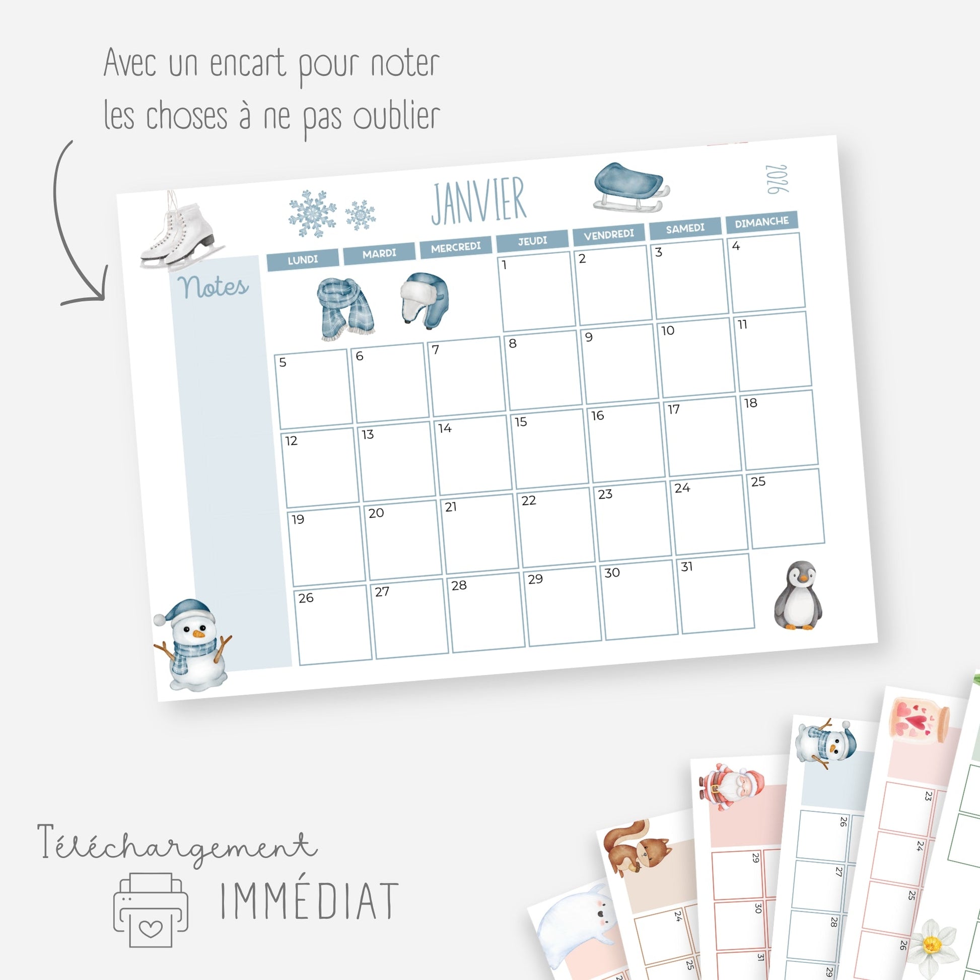 Calendrier 2025-2026 mensuel Little Cabane
