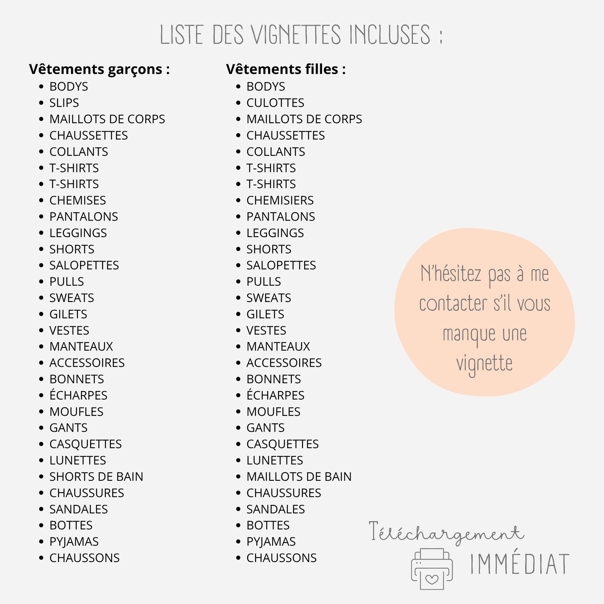 Etiquettes rangement des vêtements enfant Little Cabane