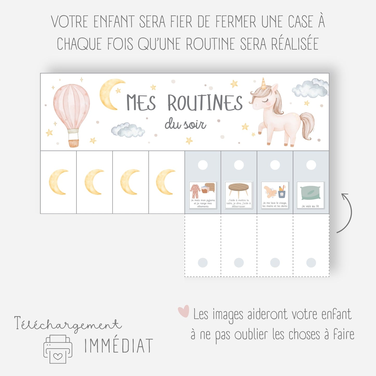 Mes tableaux de routines pliables - Licorne Little Cabane
