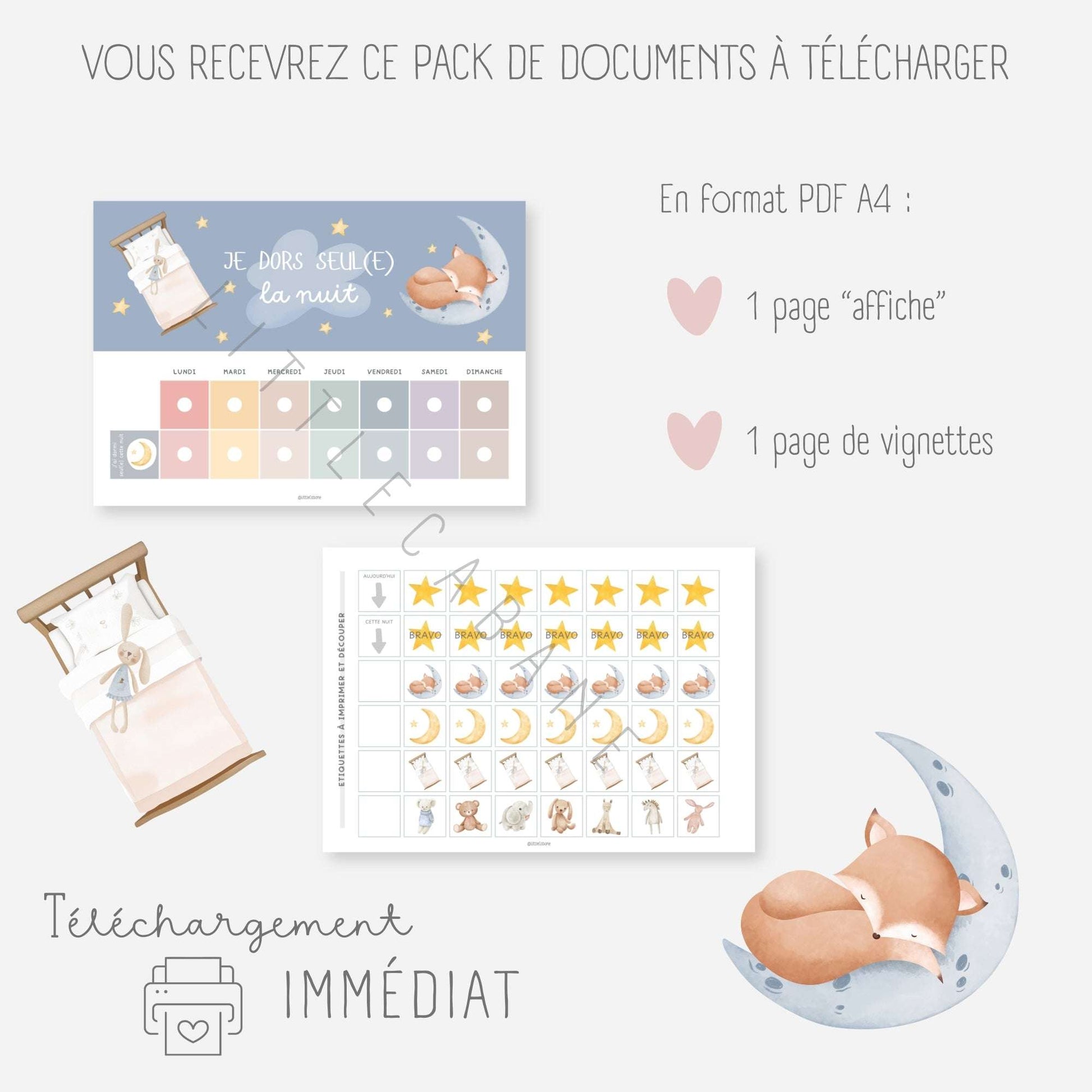 Tableau de motivation pour dormir seul la nuit - Je dors seul Little Cabane