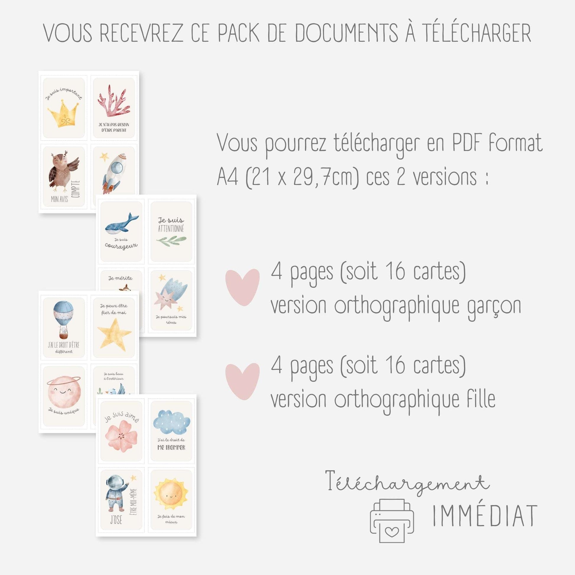 Mes cartes d'affirmations positives Little Cabane