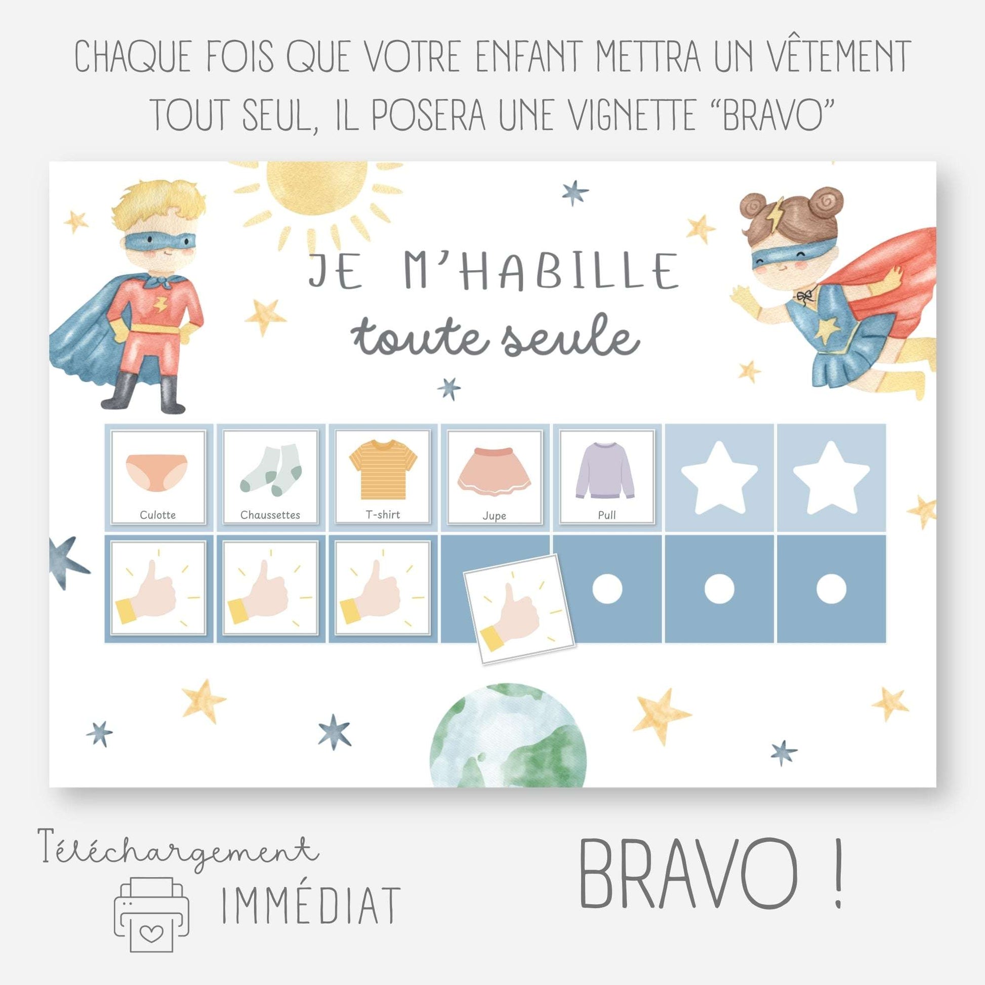 Tableau habillage - Je m'habille seul Little Cabane