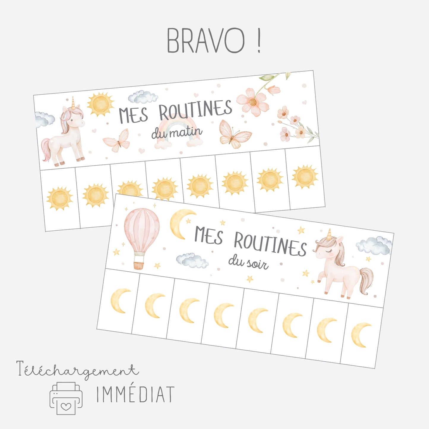 Mes tableaux de routines pliables - Licorne Little Cabane