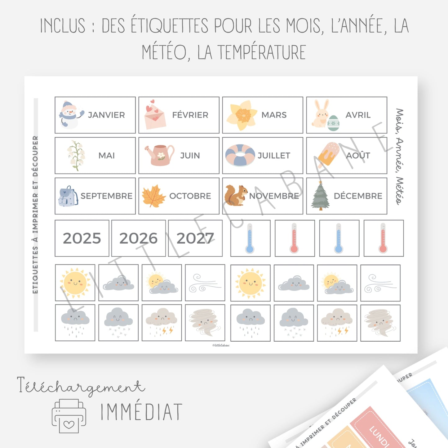 Date du jour - Calendrier du jour Little Cabane