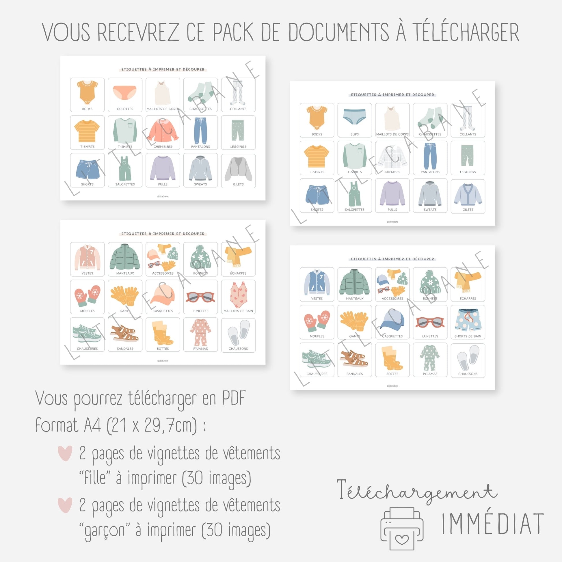 Etiquettes rangement des vêtements enfant Little Cabane