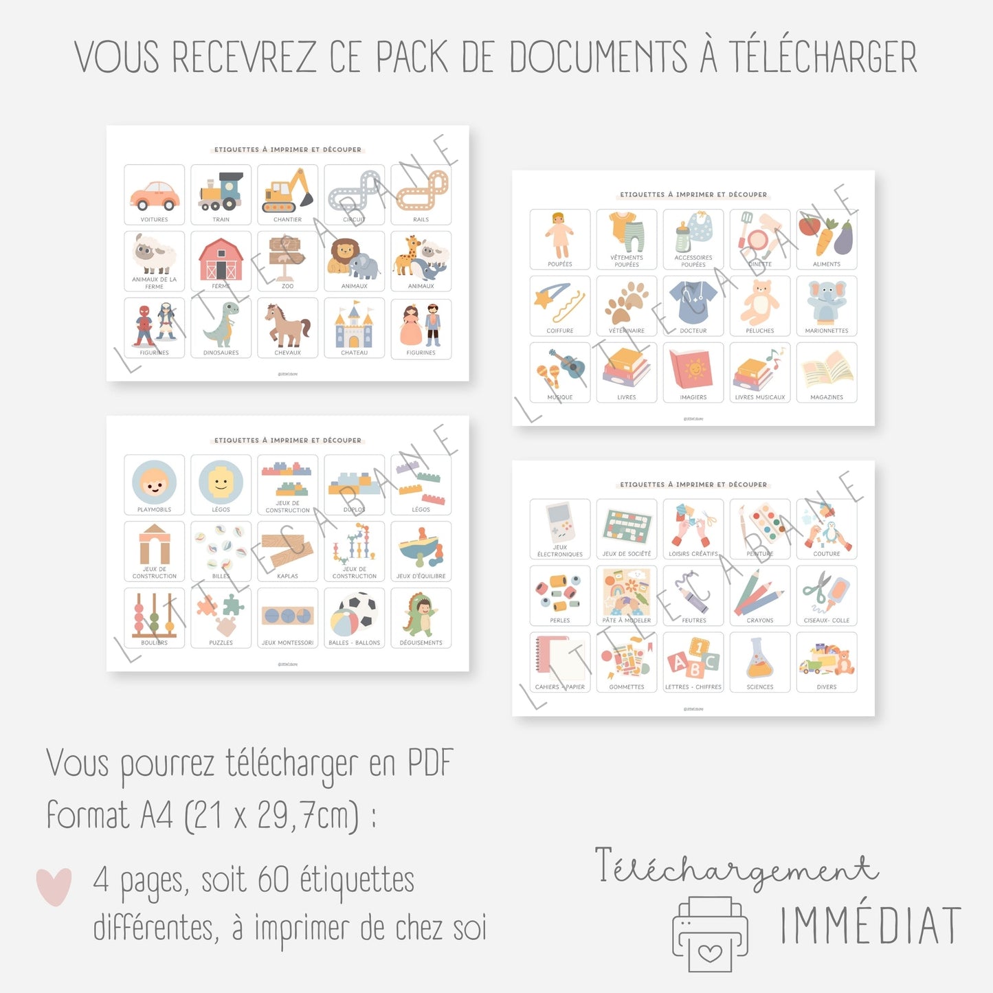 Etiquettes rangement des jouets enfant Little Cabane