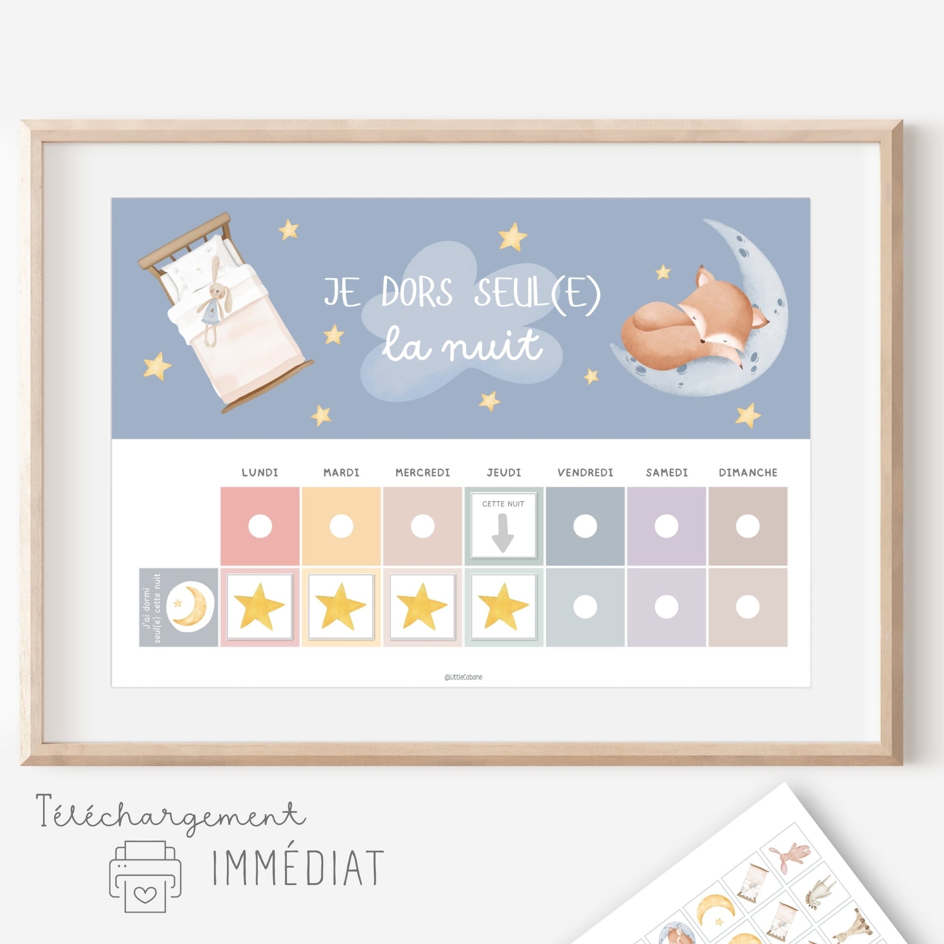 Tableau de motivation pour dormir seul la nuit - Je dors seul Little Cabane