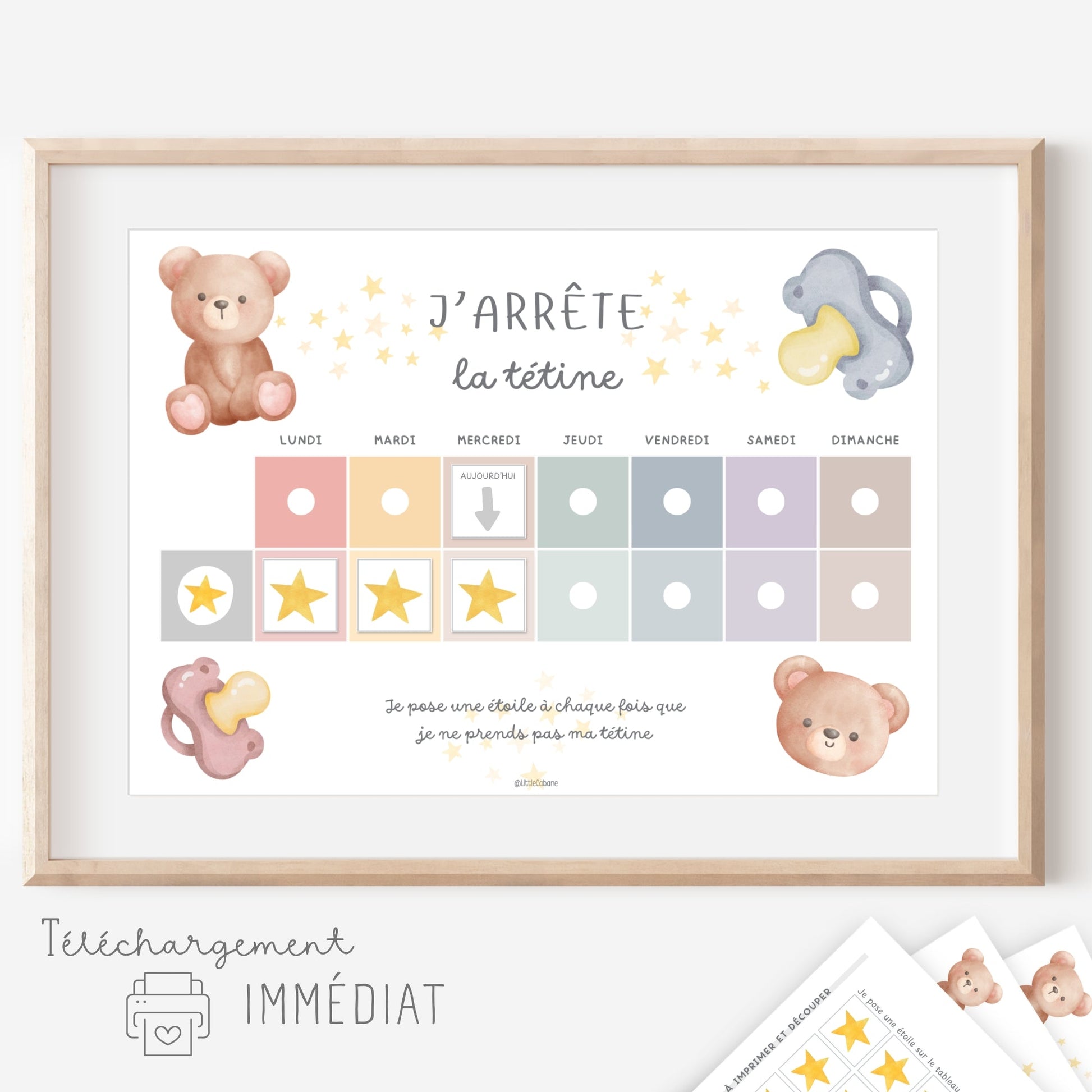 Tableau stop tétine - J'arrête la tétine Little Cabane
