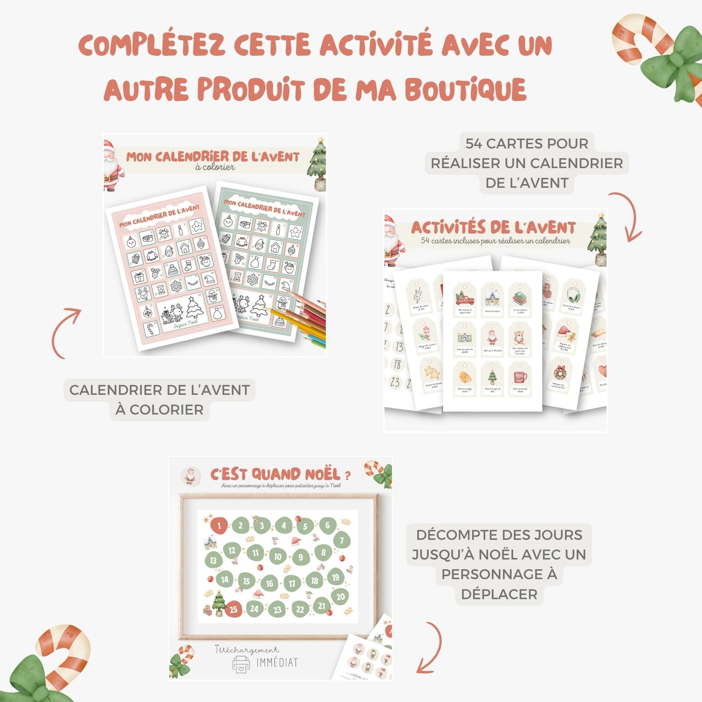 Vignettes fêtes de Noël pour le semainier Little Cabane