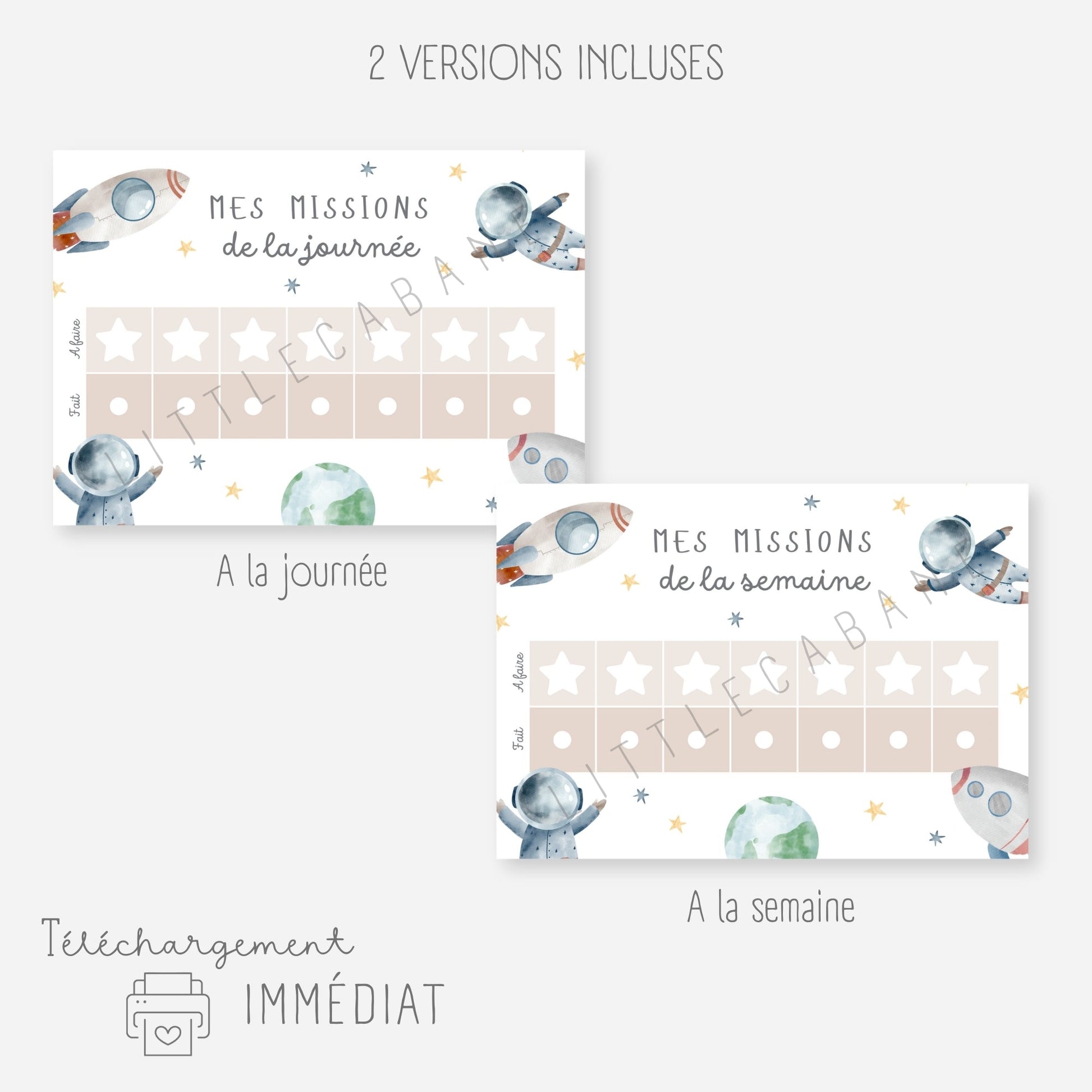 Tableau tâches ménagères pour enfant - J'aide à la maison Little Cabane