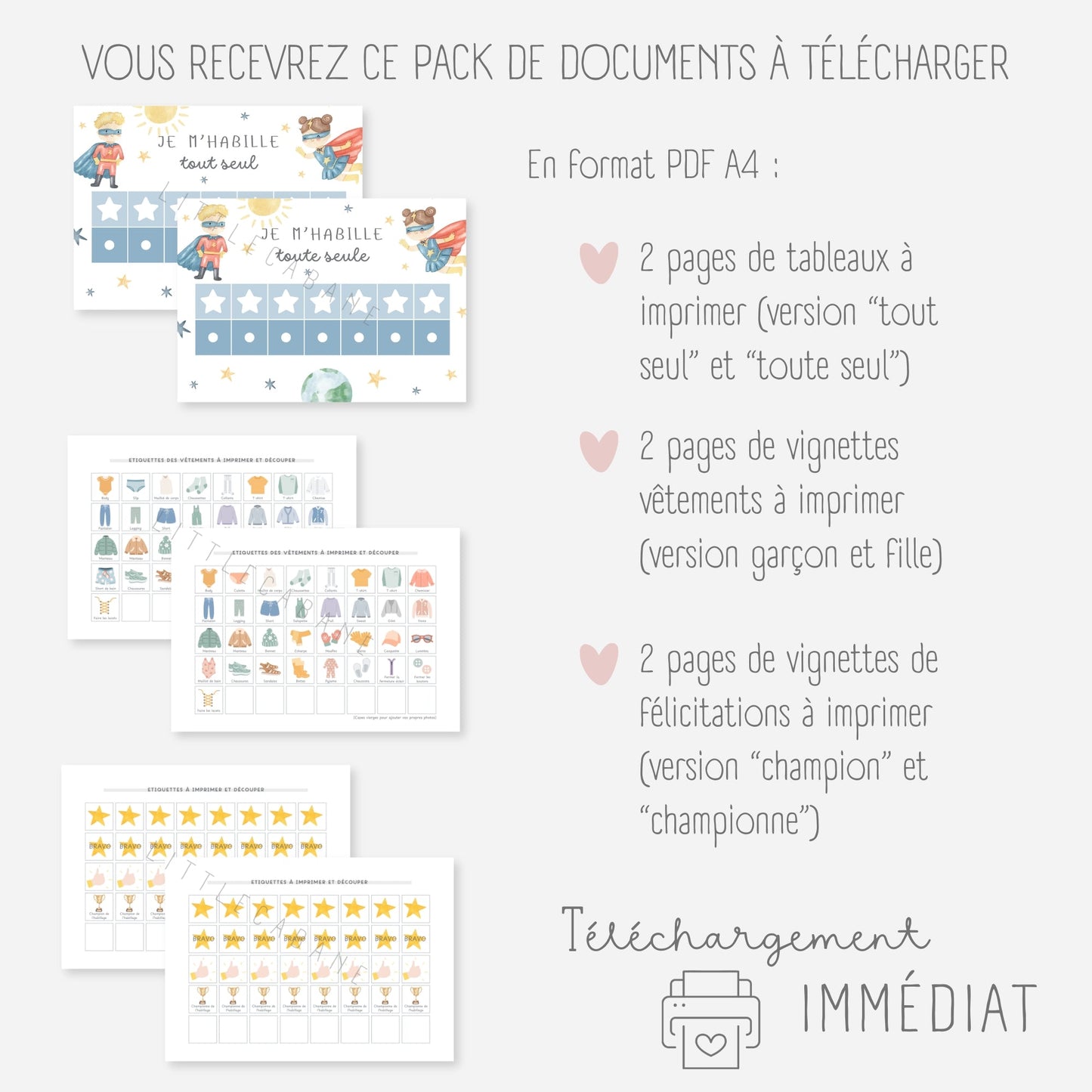 Tableau habillage - Je m'habille seul Little Cabane
