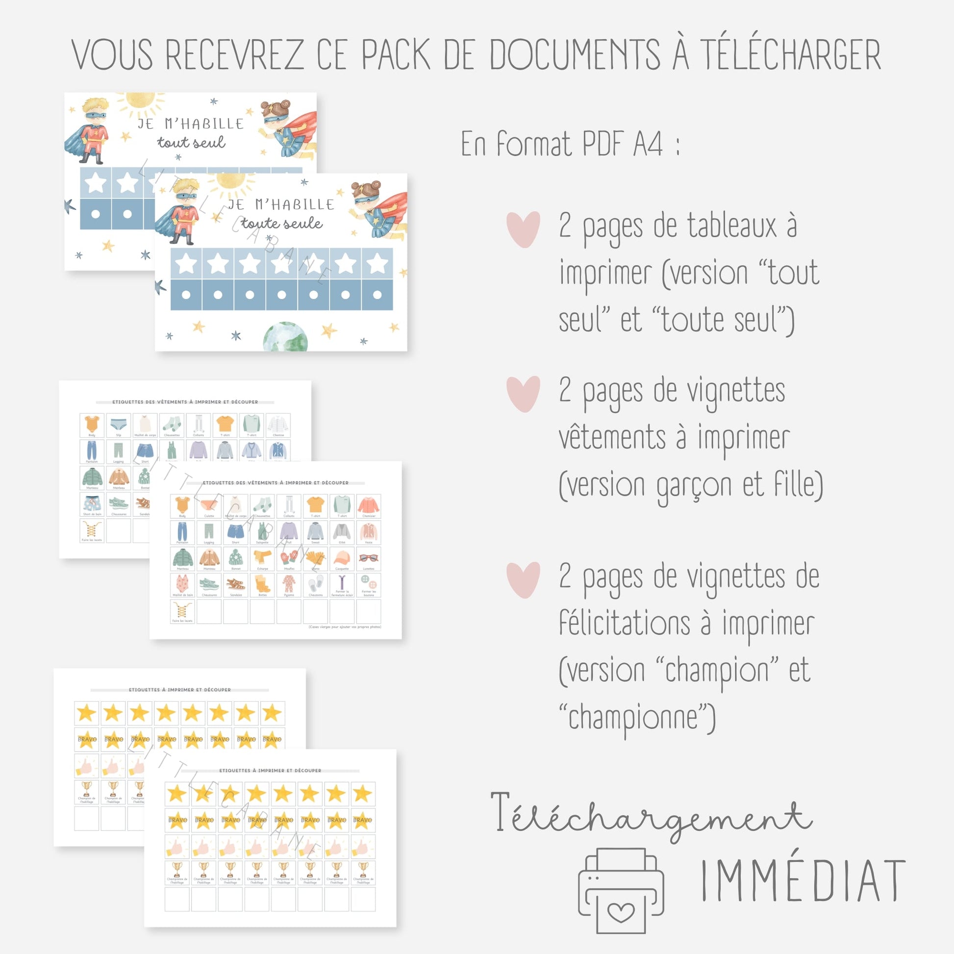 Tableau habillage - Je m'habille seul Little Cabane