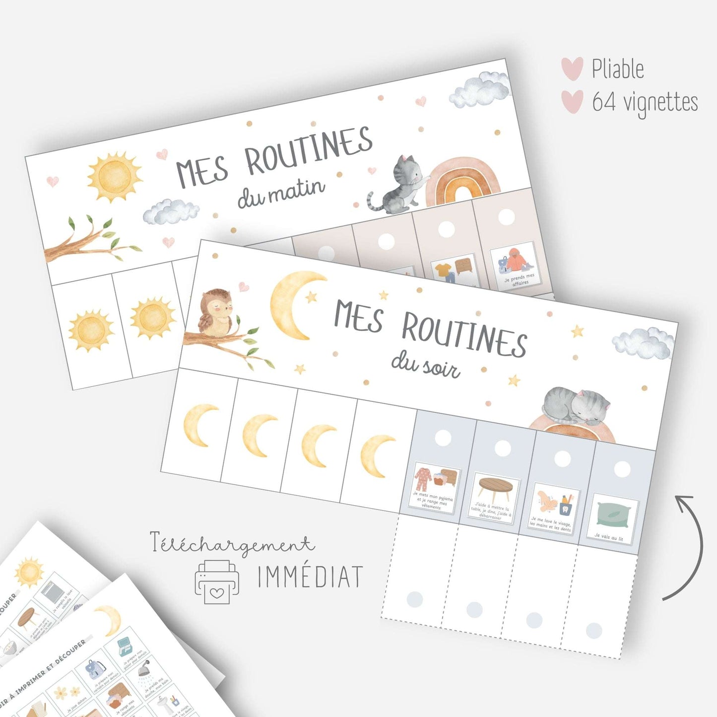 Mes tableaux de routines pliables - Chat Little Cabane