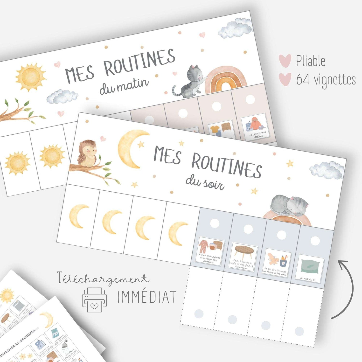 Mes tableaux de routines pliables - Chat Little Cabane