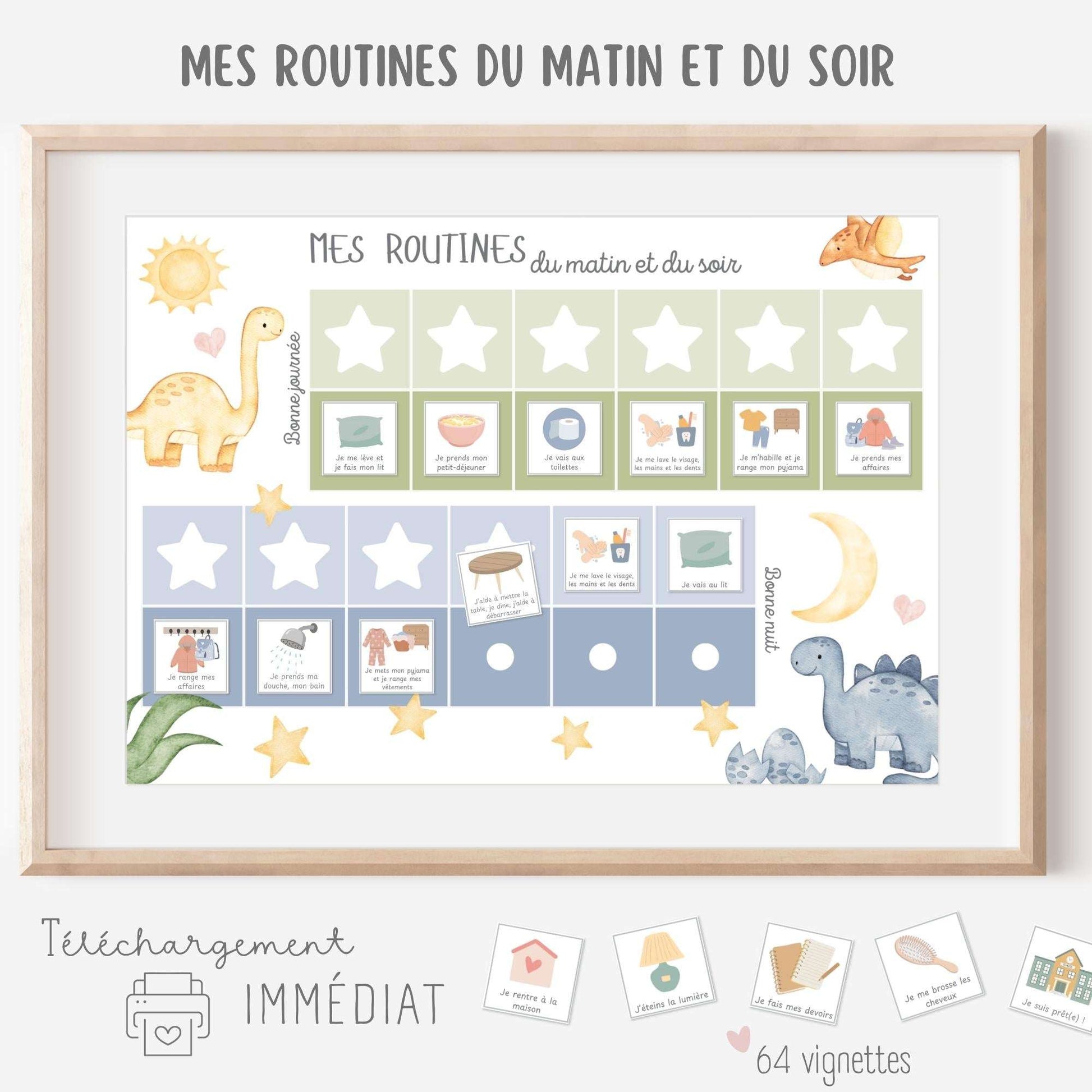 Mon tableau des routines - Dinosaure Little Cabane