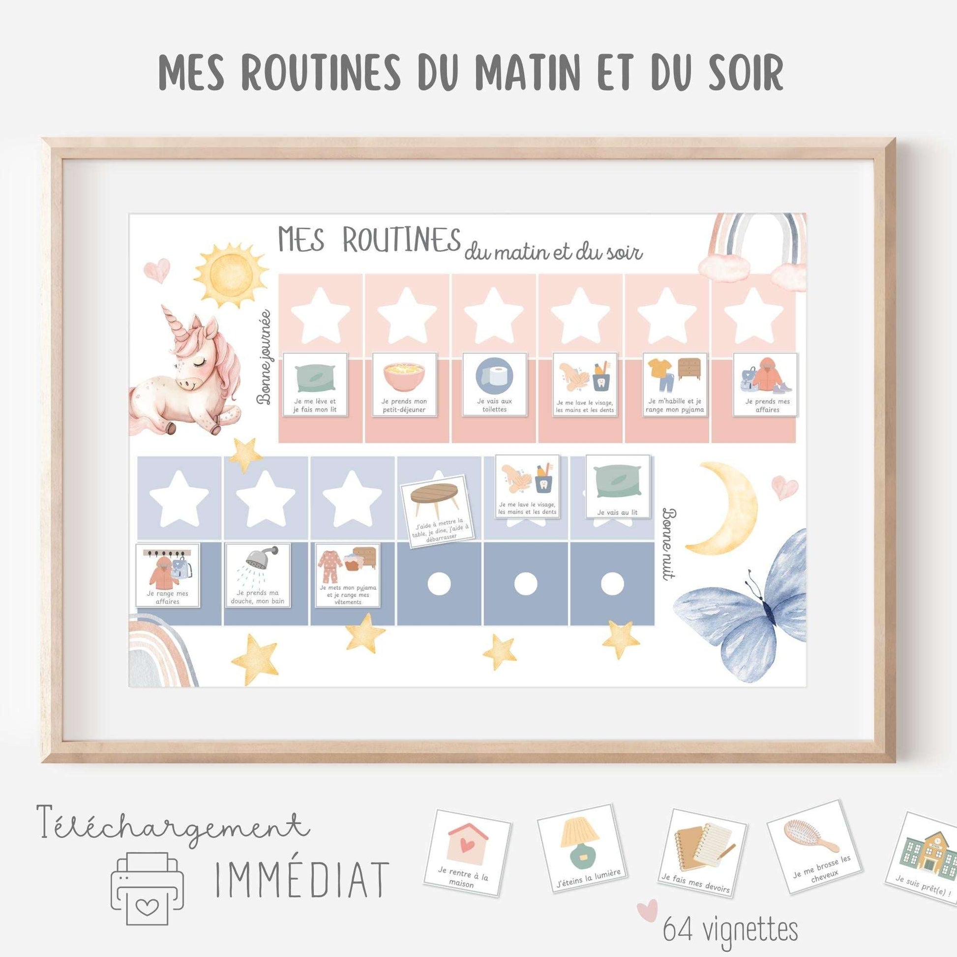 Mon tableau des routines - Licorne Little Cabane