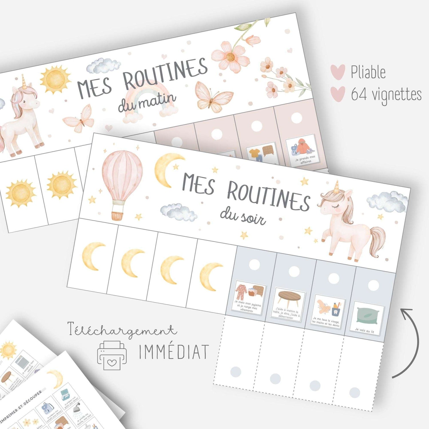 Mes tableaux de routines pliables - Licorne Little Cabane