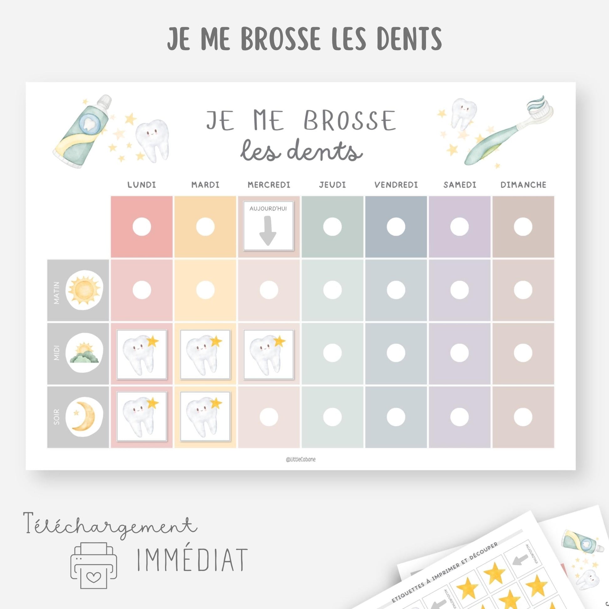 Tableau brossage des dents - Je me brosse les dents Little Cabane