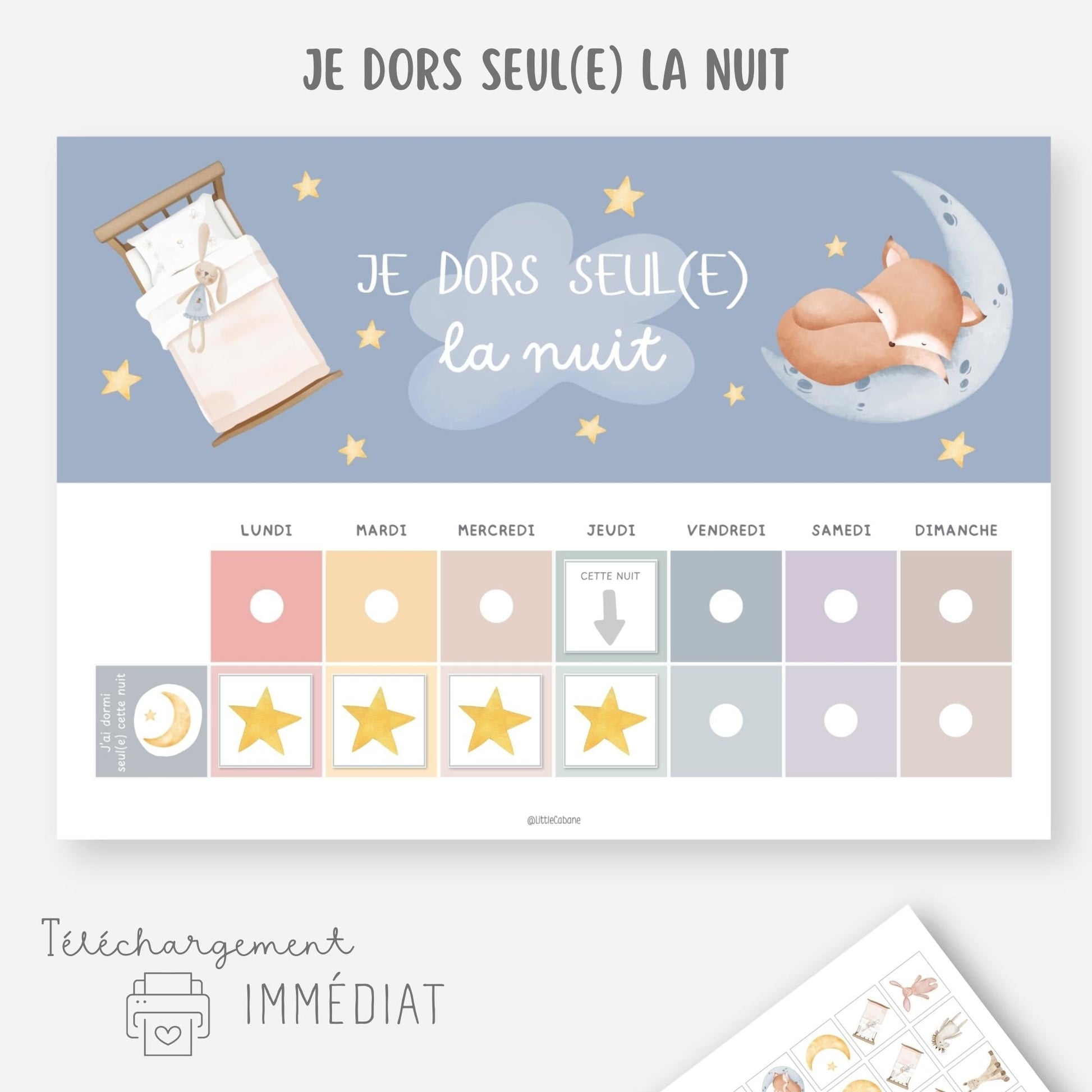 Tableau de motivation pour dormir seul la nuit - Je dors seul Little Cabane