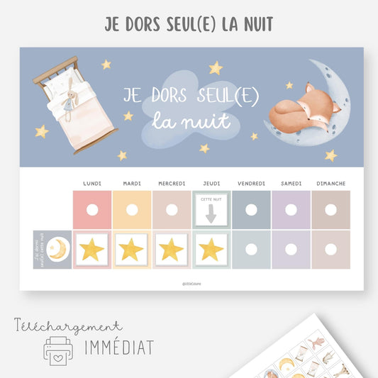Tableau de motivation pour dormir seul la nuit - Je dors seul Little Cabane
