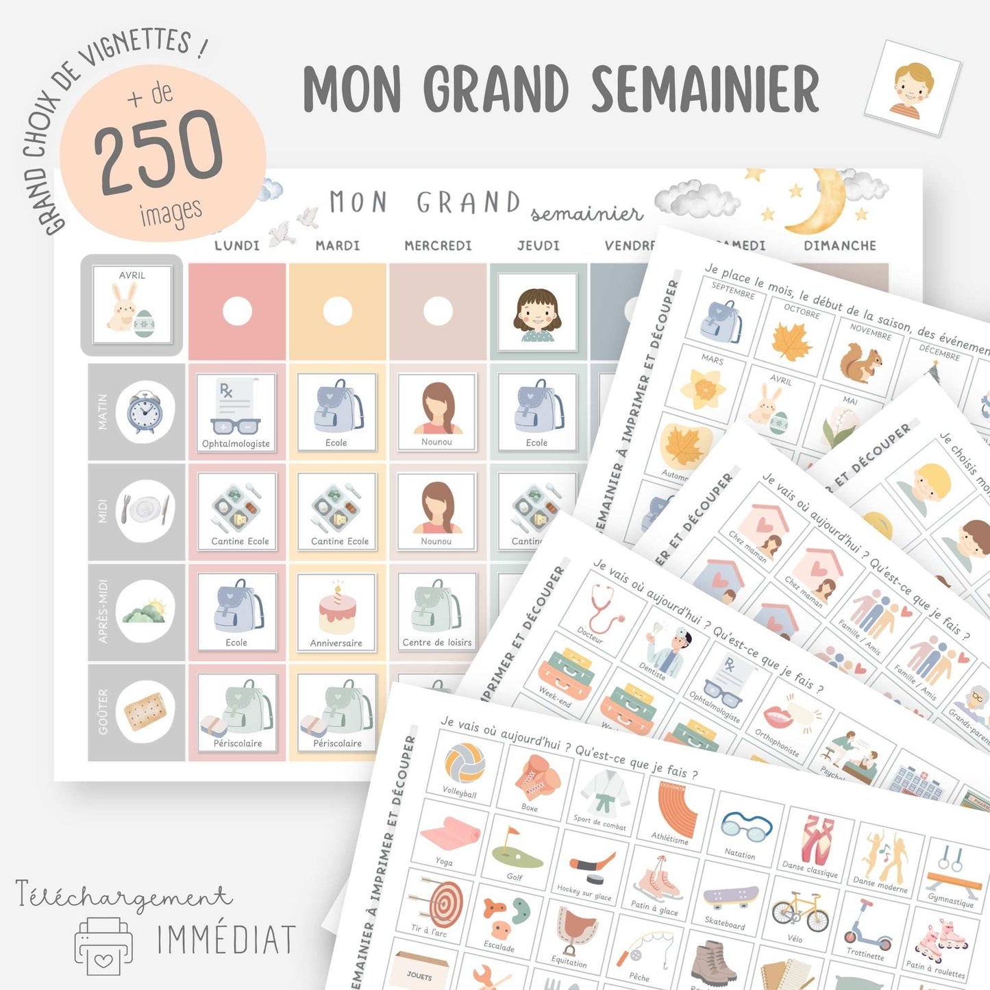 Mon grand semainier, 250 vignettes Little Cabane
