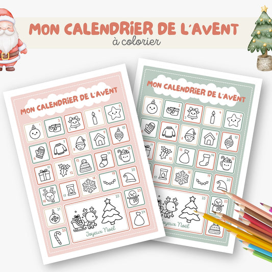 Calendrier de l'avent à colorier Little Cabane