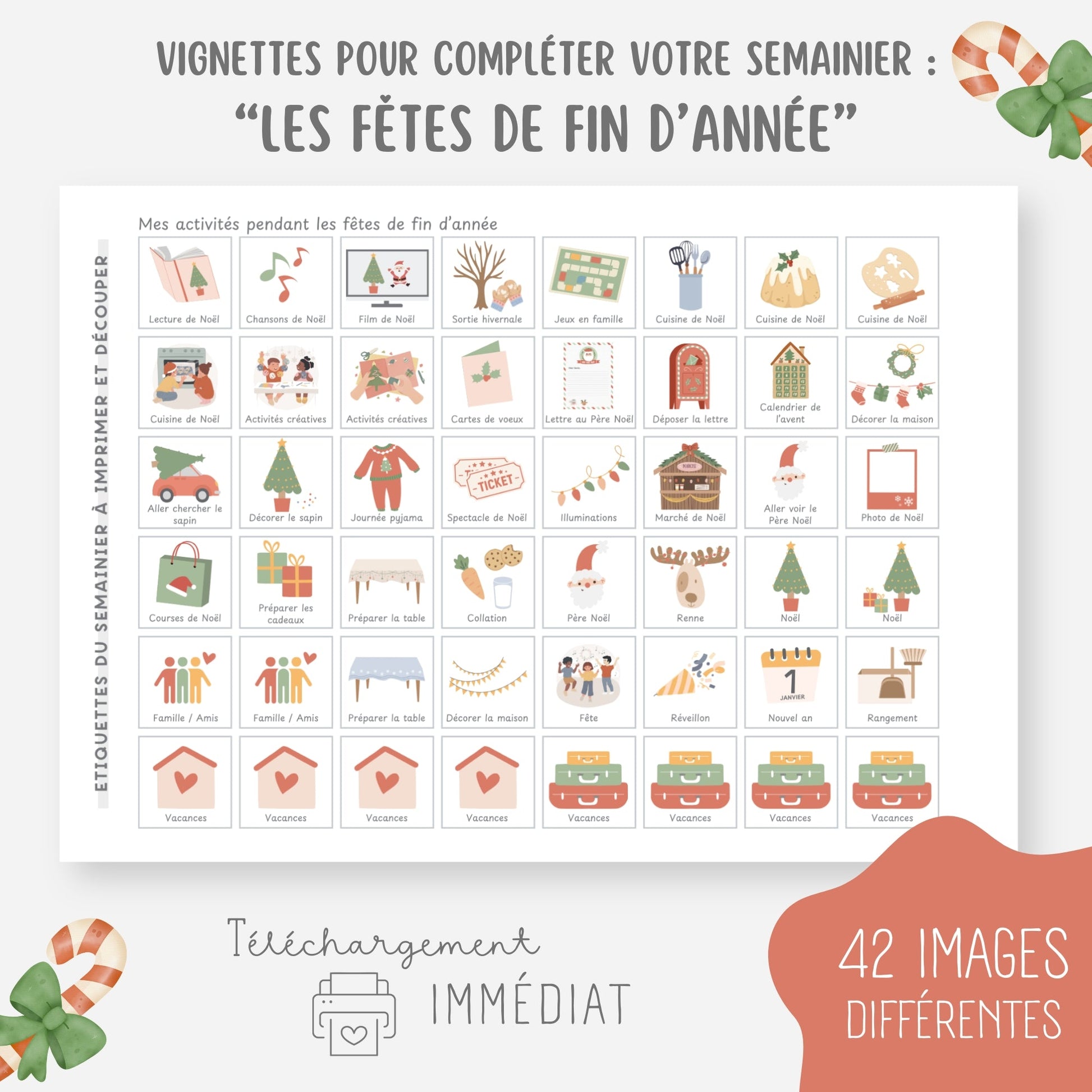 Vignettes fêtes de Noël pour le semainier Little Cabane